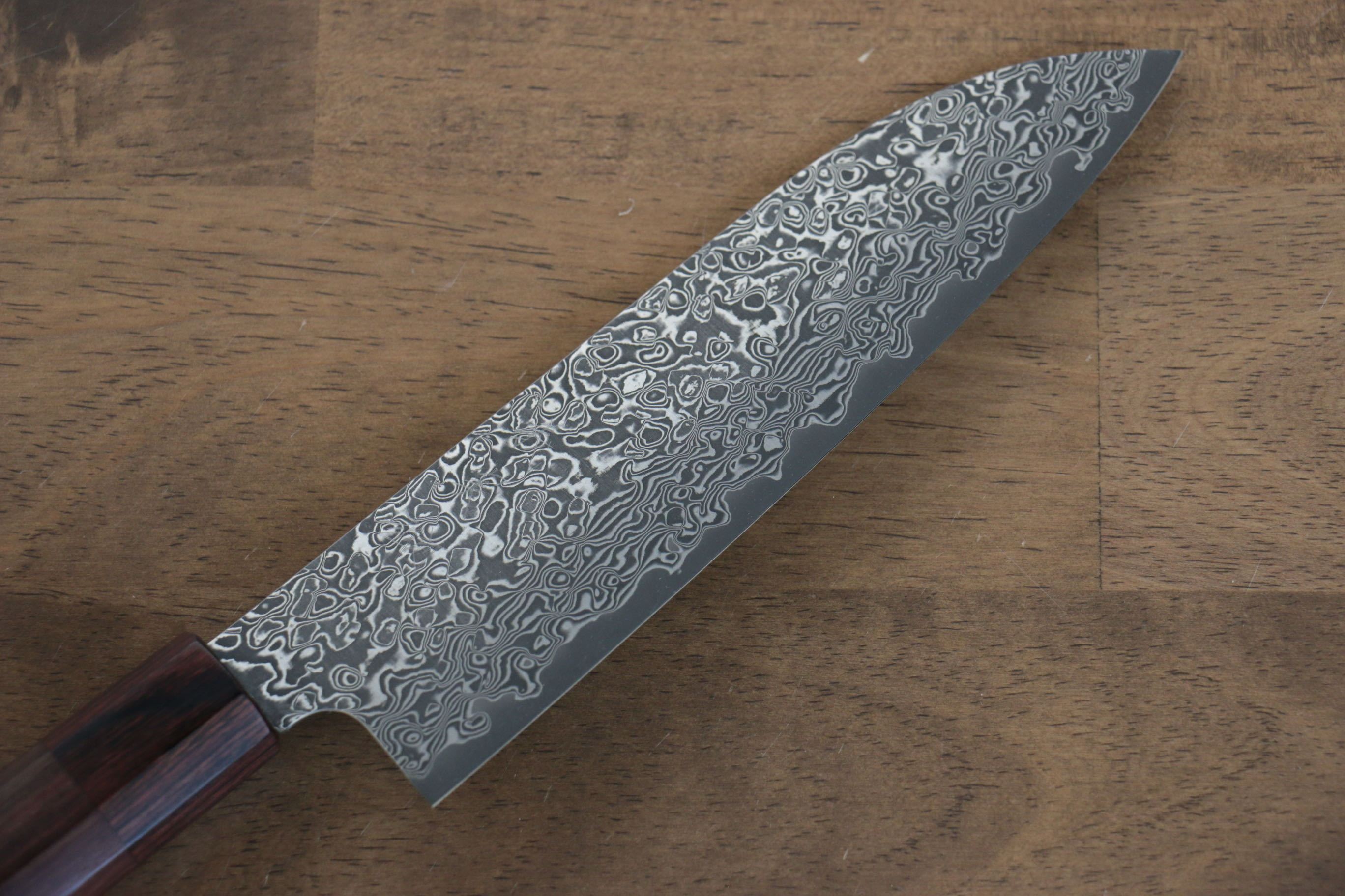 Yoshimi Kato VG10 Damascus Santoku 170mm with Shitan Handle - Seisuke Knife