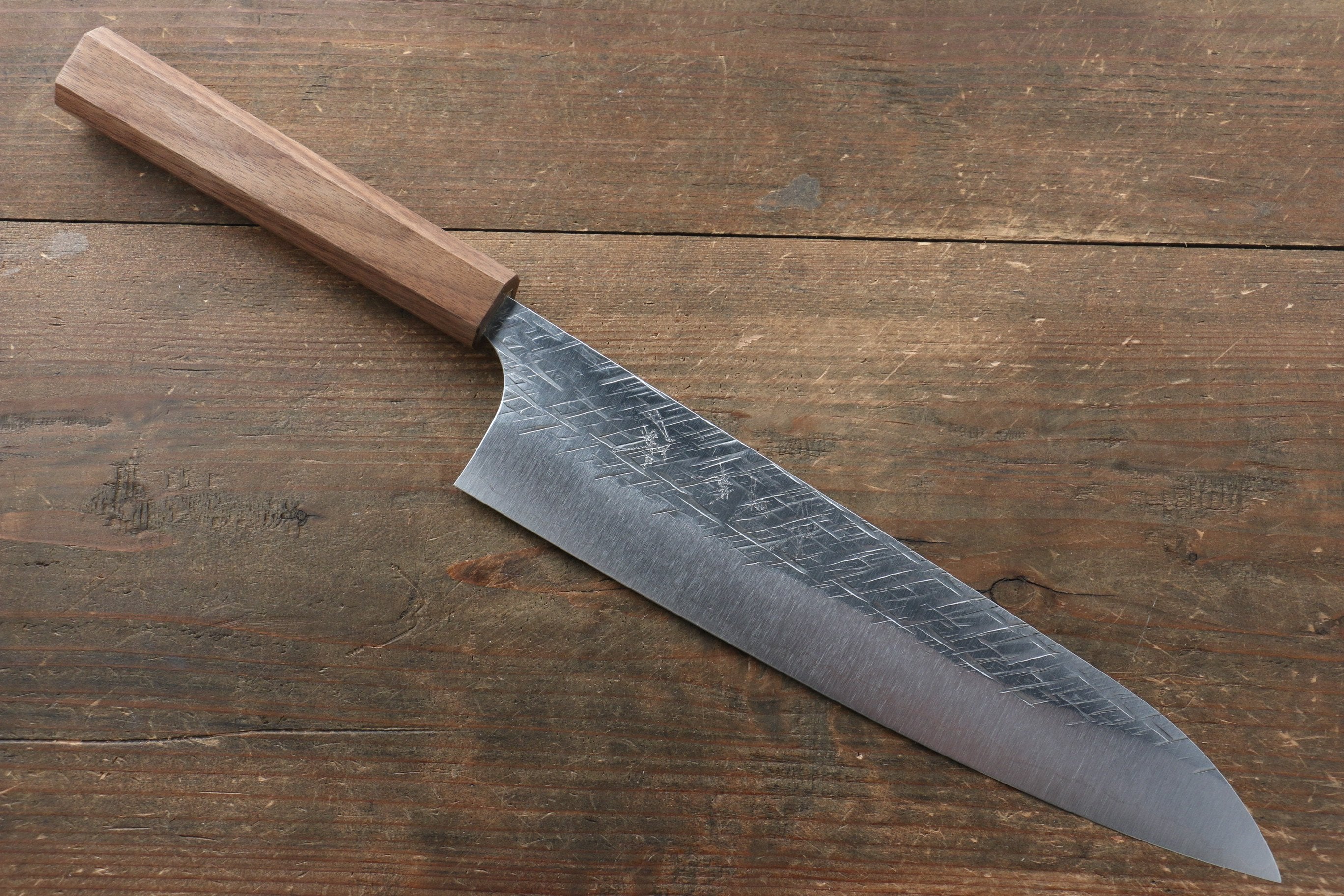 Yu Kurosaki Raijin Cobalt Special Steel Hammered Gyuto 240mm Walnut Handle - Seisuke Knife