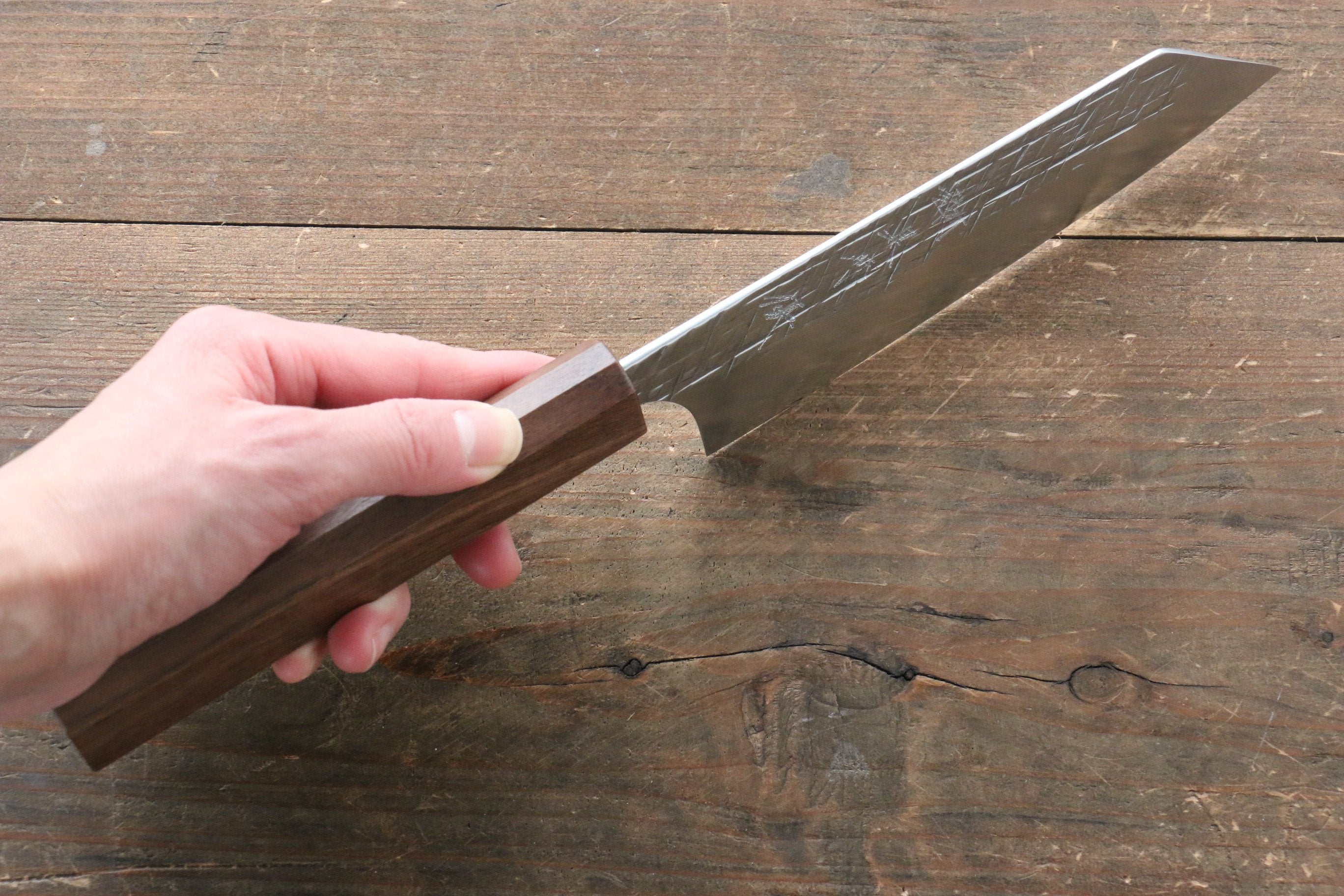 Yu Kurosaki Raijin Cobalt Special Steel Hammered bunka 165mm Walnut Handle - Seisuke Knife