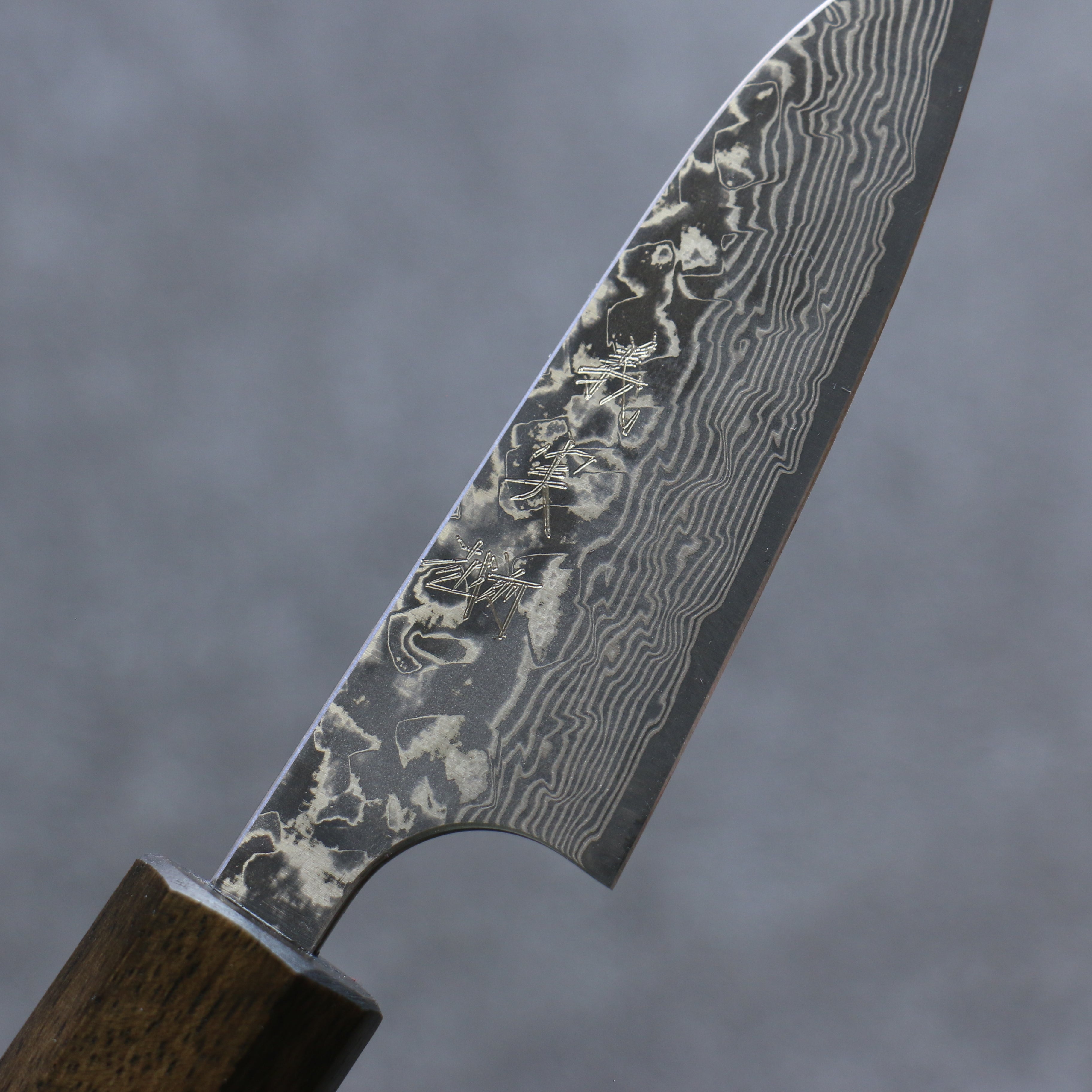 Yoshimi Kato VG10 Damascus Petty-Utility 75mm Black Persimmon Handle - Seisuke Knife