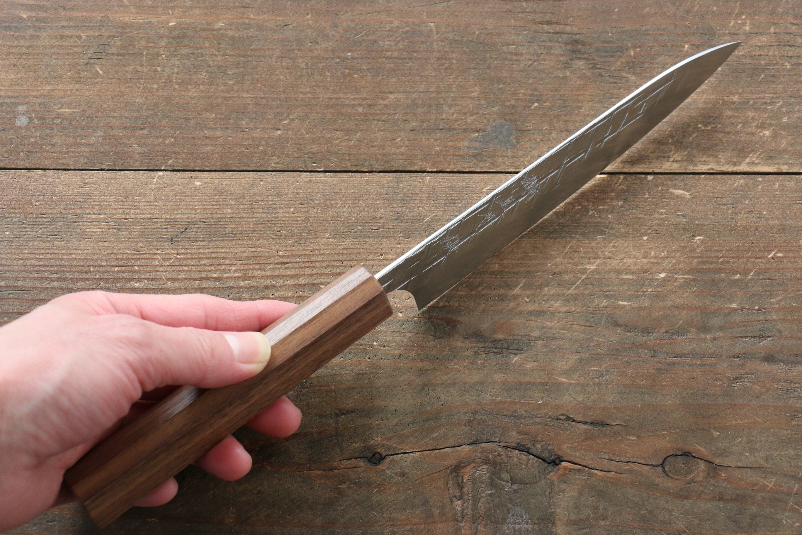 Yu Kurosaki Raijin Cobalt Special Steel Hammered Petty-Utility 150mm Walnut Handle - Seisuke Knife