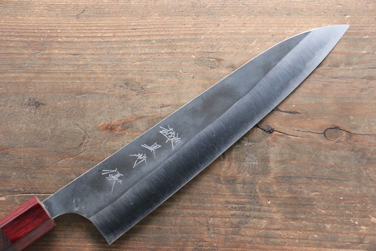 Yu Kurosaki Blue Super Kurouchi Gyuto 210mm with Shitan Handle (Red Ferrule) - Seisuke Knife