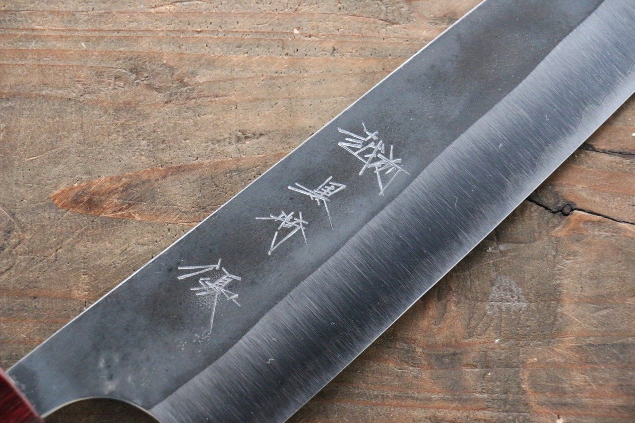 Yu Kurosaki Blue Super Kurouchi Gyuto 210mm with Shitan Handle (Red Ferrule) - Seisuke Knife