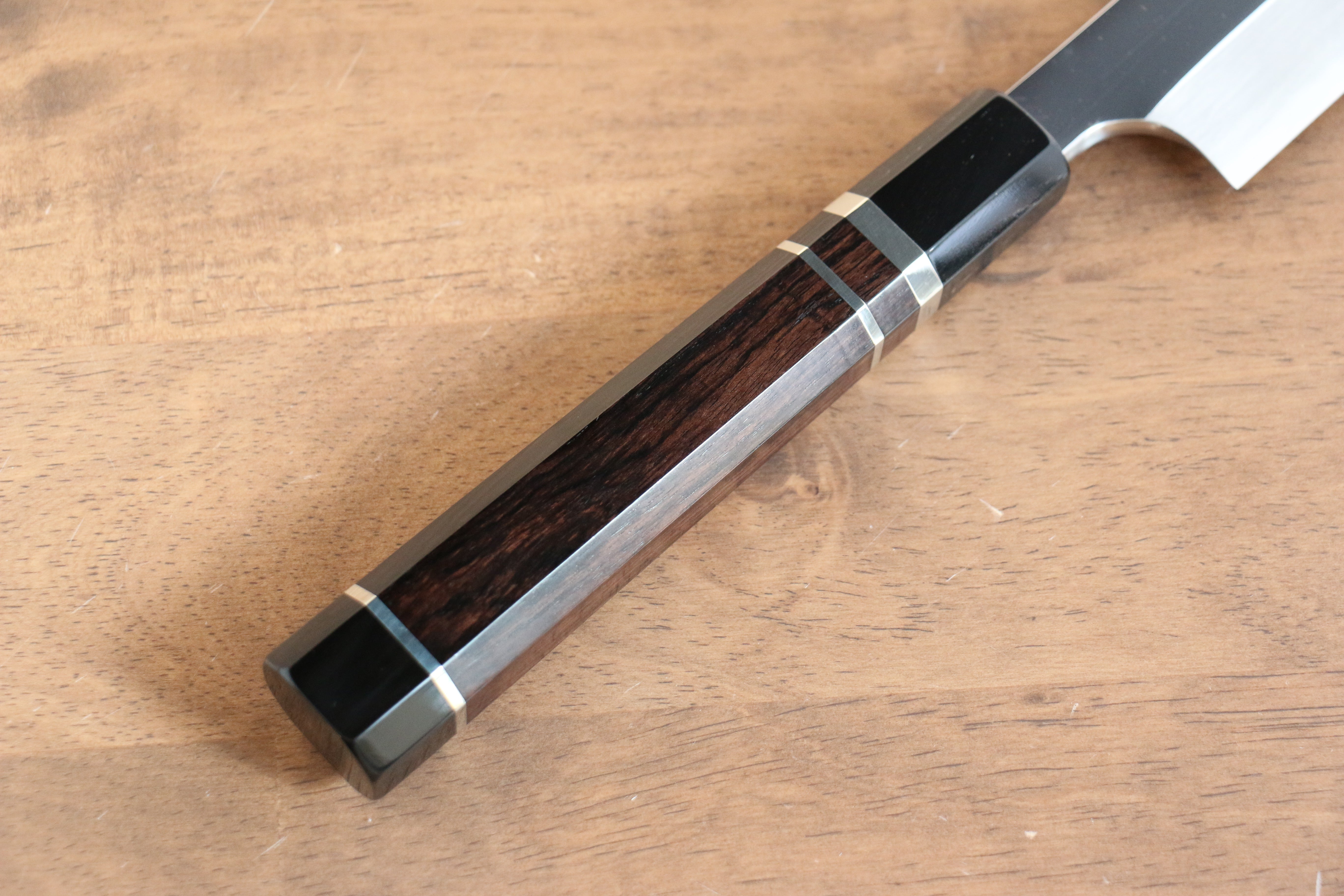 Yu Kurosaki Blue Steel No.2 Mirrored Finish Yanagiba 300mm Ebony with Double Water Buffalo Ring Handle - Seisuke Knife