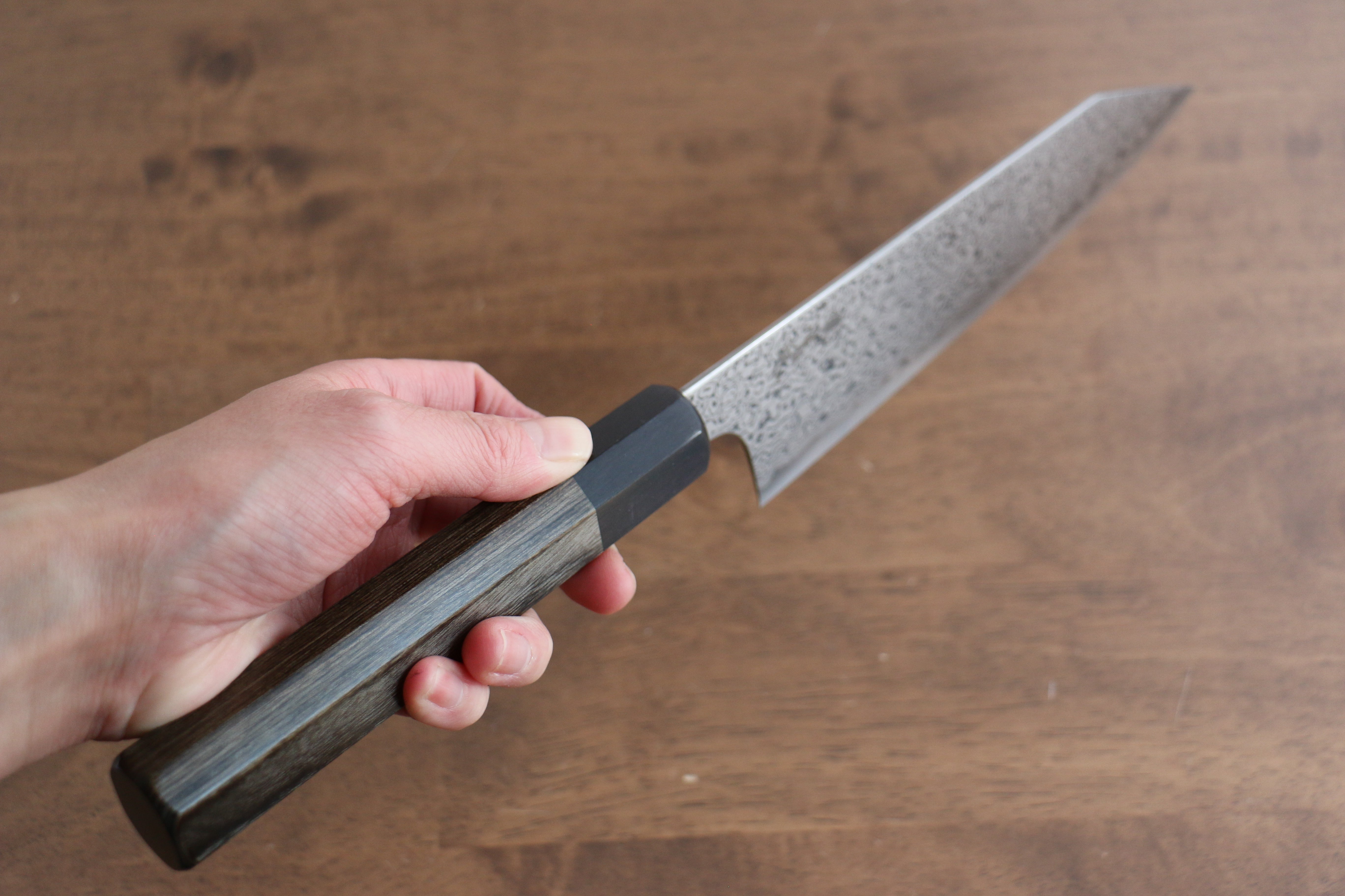 Kanjyo VG10 Damascus Kiritsuke Santoku 180mm Gray Pakkawood Handle - Seisuke Knife