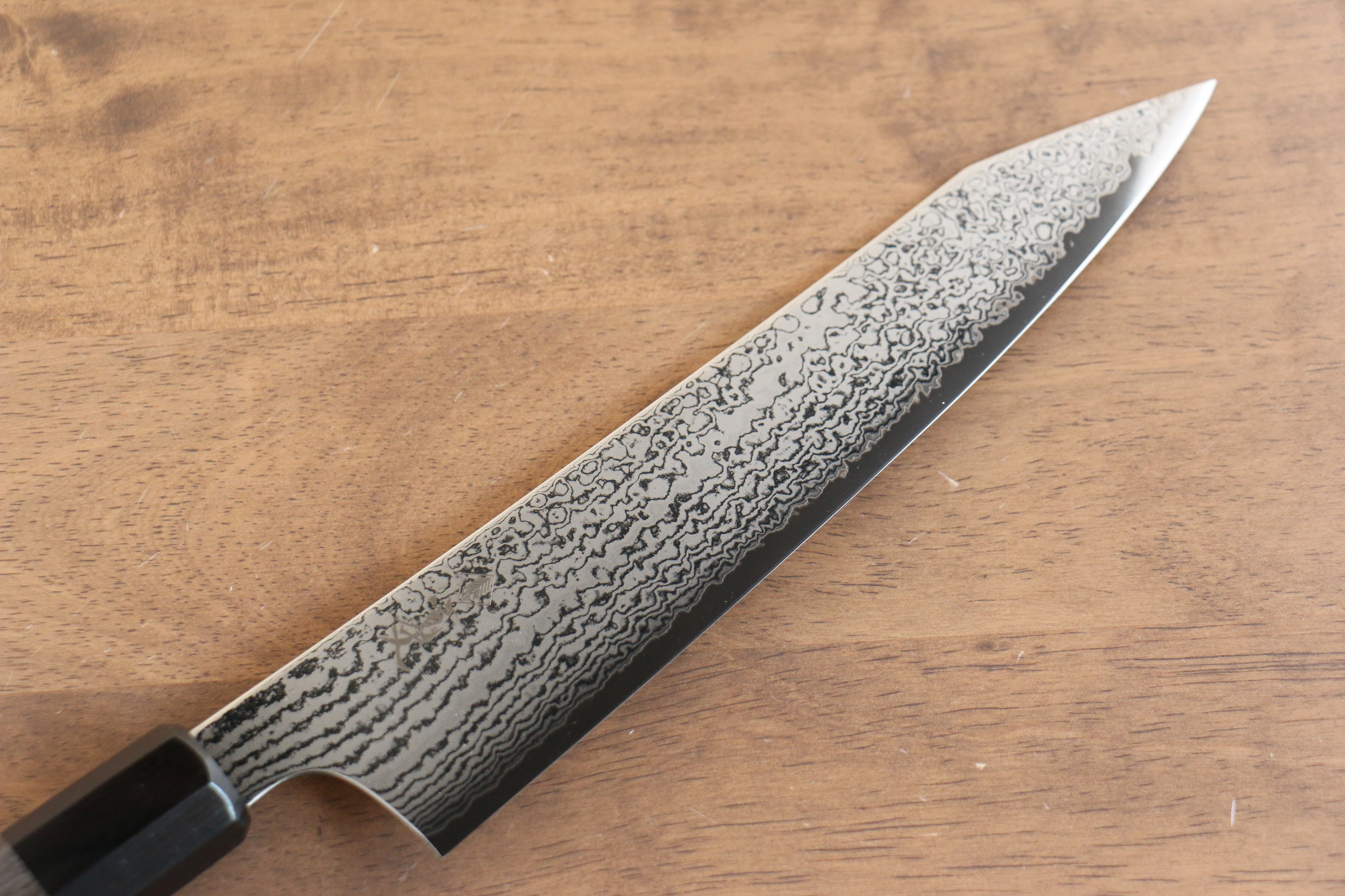 Kanjyo VG10 Damascus Kiritsuke Gyuto 210mm Gray Pakkawood Handle - Seisuke Knife