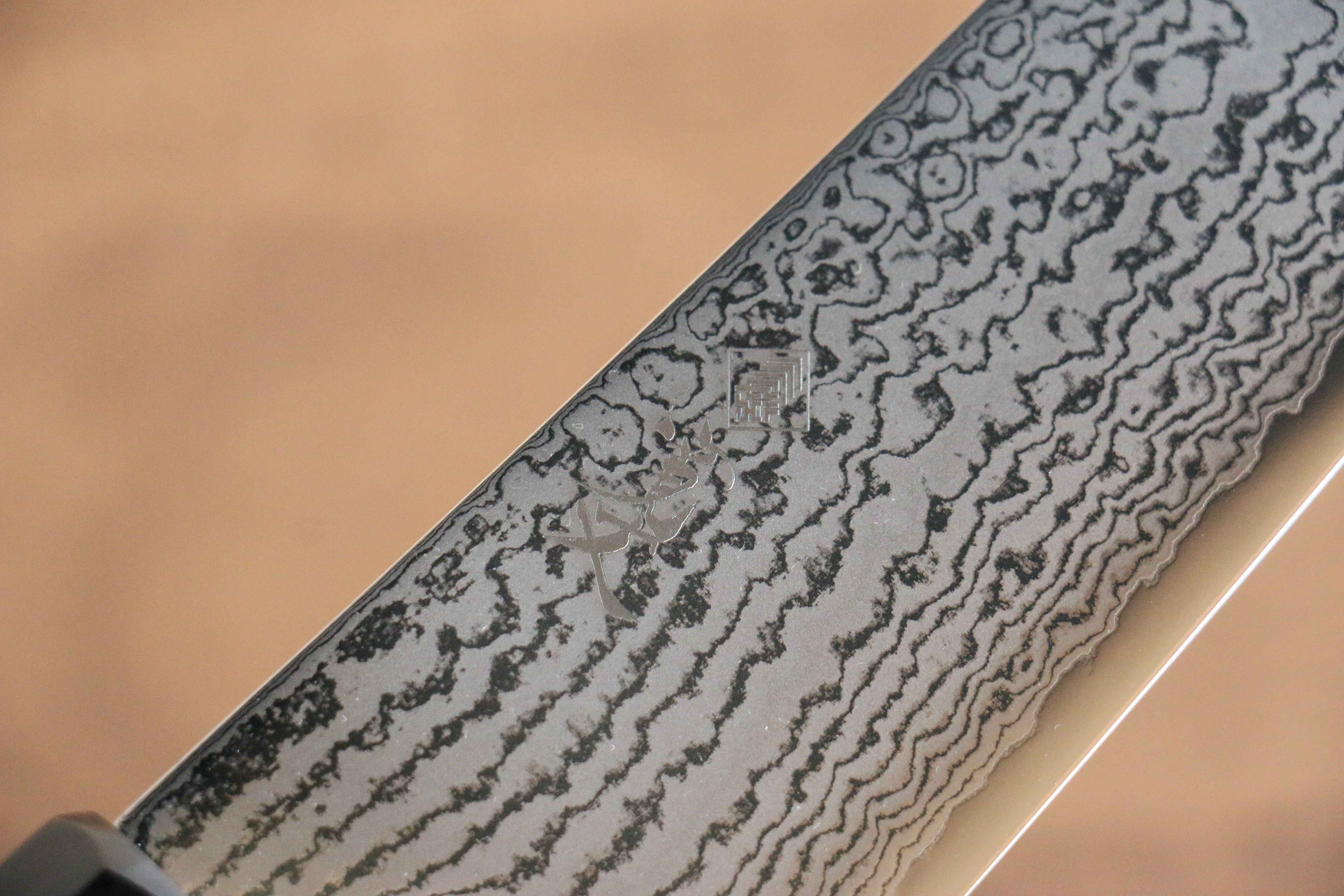 Kanjyo VG10 Damascus Kiritsuke Gyuto 210mm Gray Pakkawood Handle - Seisuke Knife