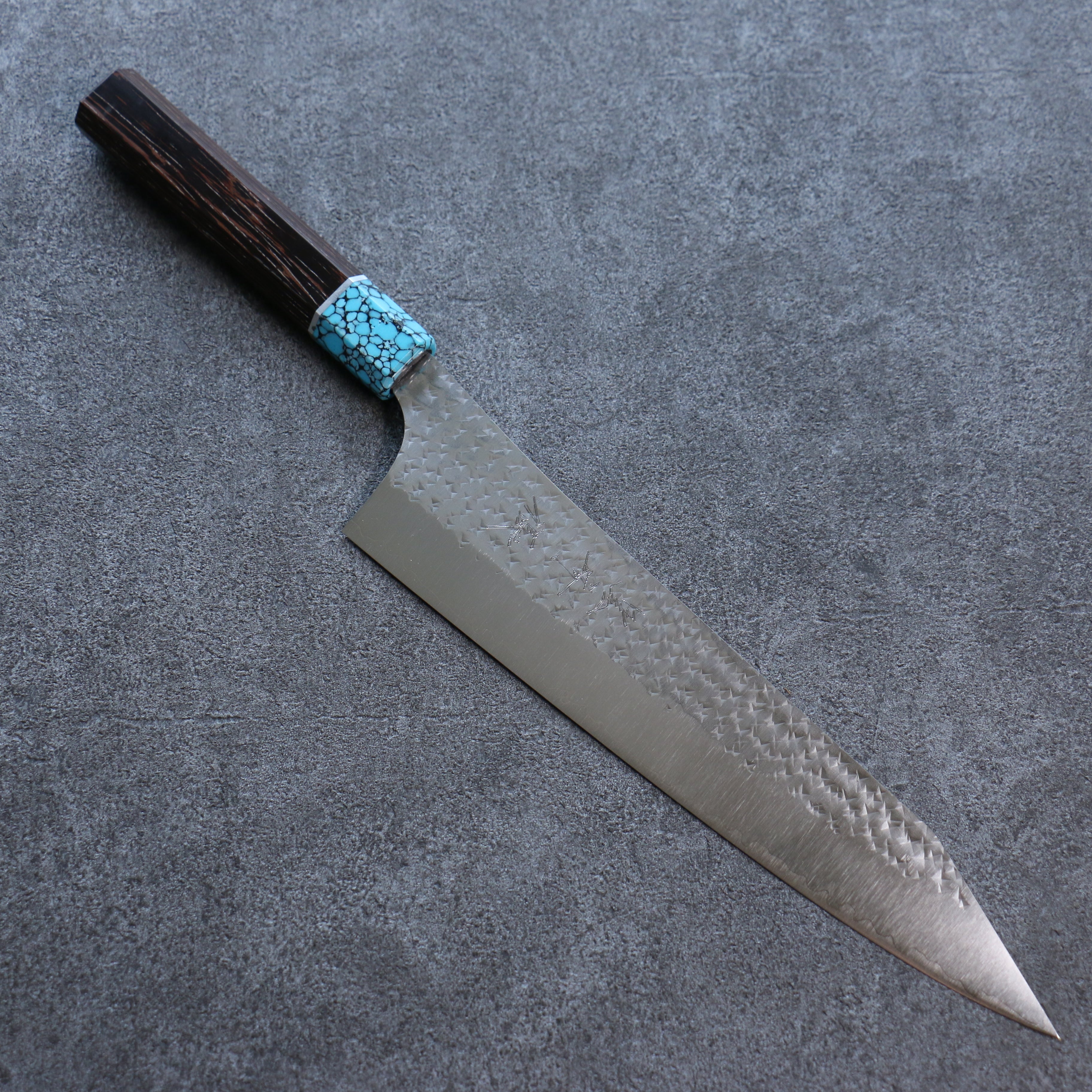 Yu Kurosaki Senko Ei SG2 Hammered Gyuto 240mm Wenge(ferrule: Turquoise with Ring) Handle - Seisuke Knife