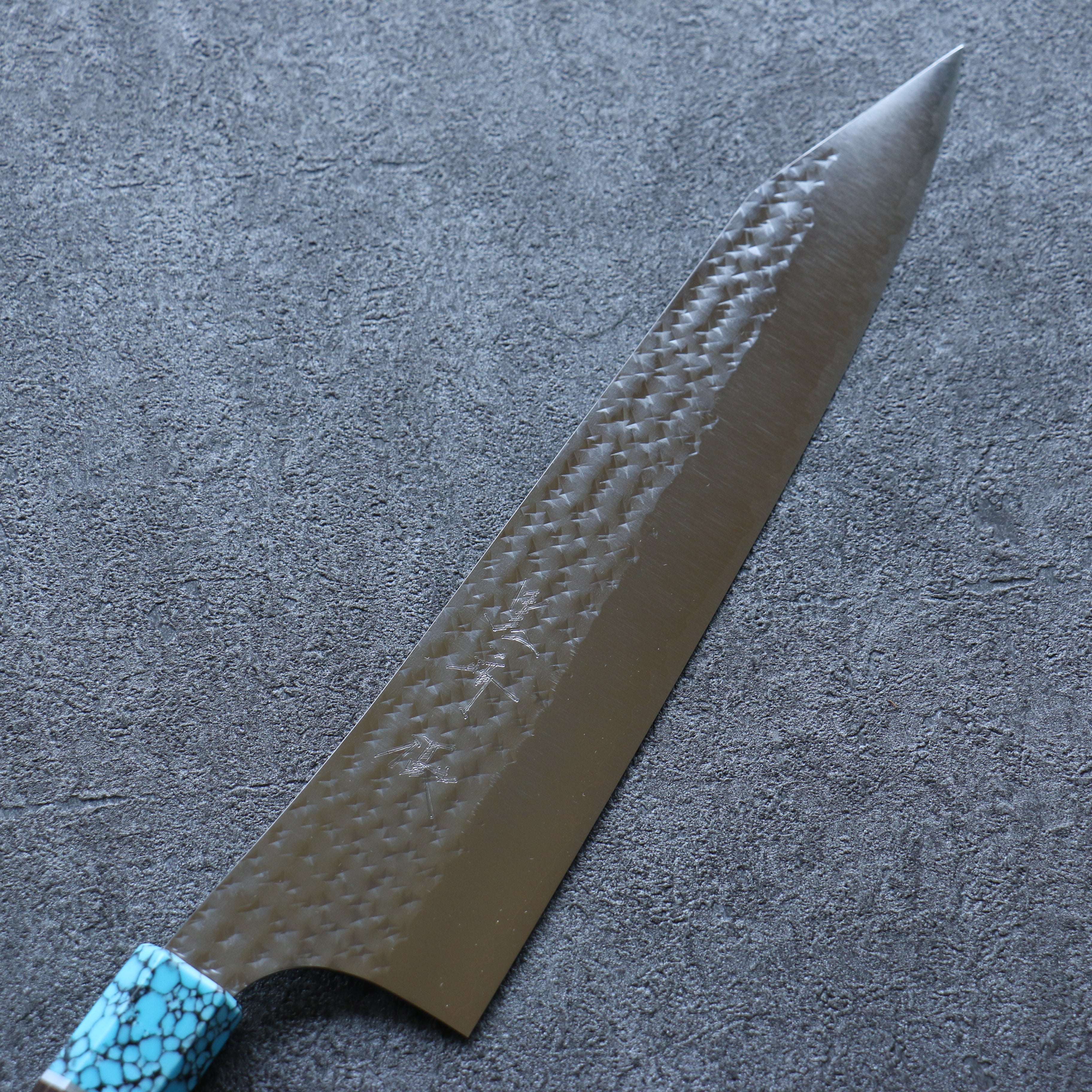 Yu Kurosaki Senko Ei SG2 Hammered Gyuto 240mm Wenge(ferrule: Turquoise with Ring) Handle - Seisuke Knife