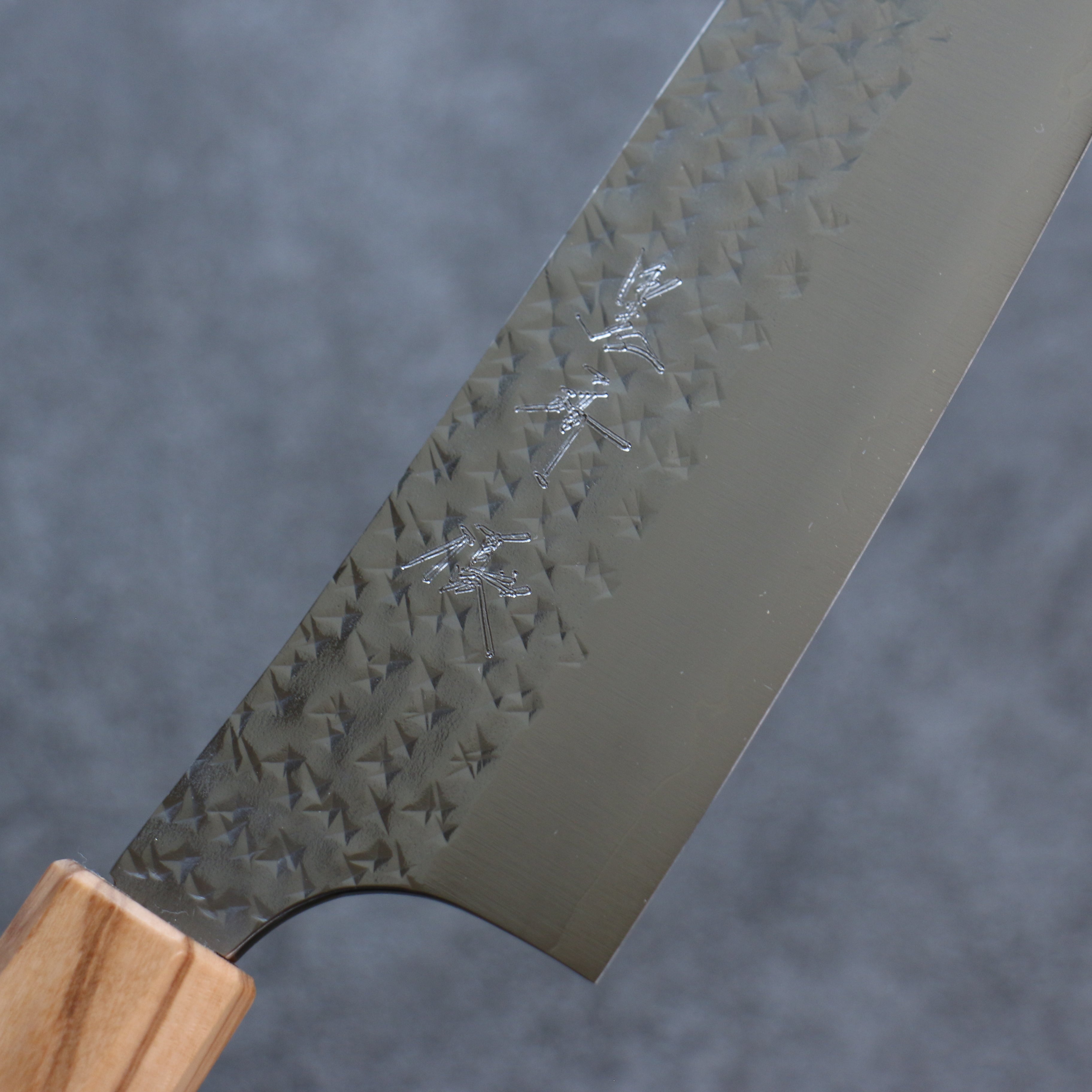 Yu Kurosaki Senko Ei SG2 Hammered Santoku 165mm Turquoise & Olive Handle - Seisuke Knife