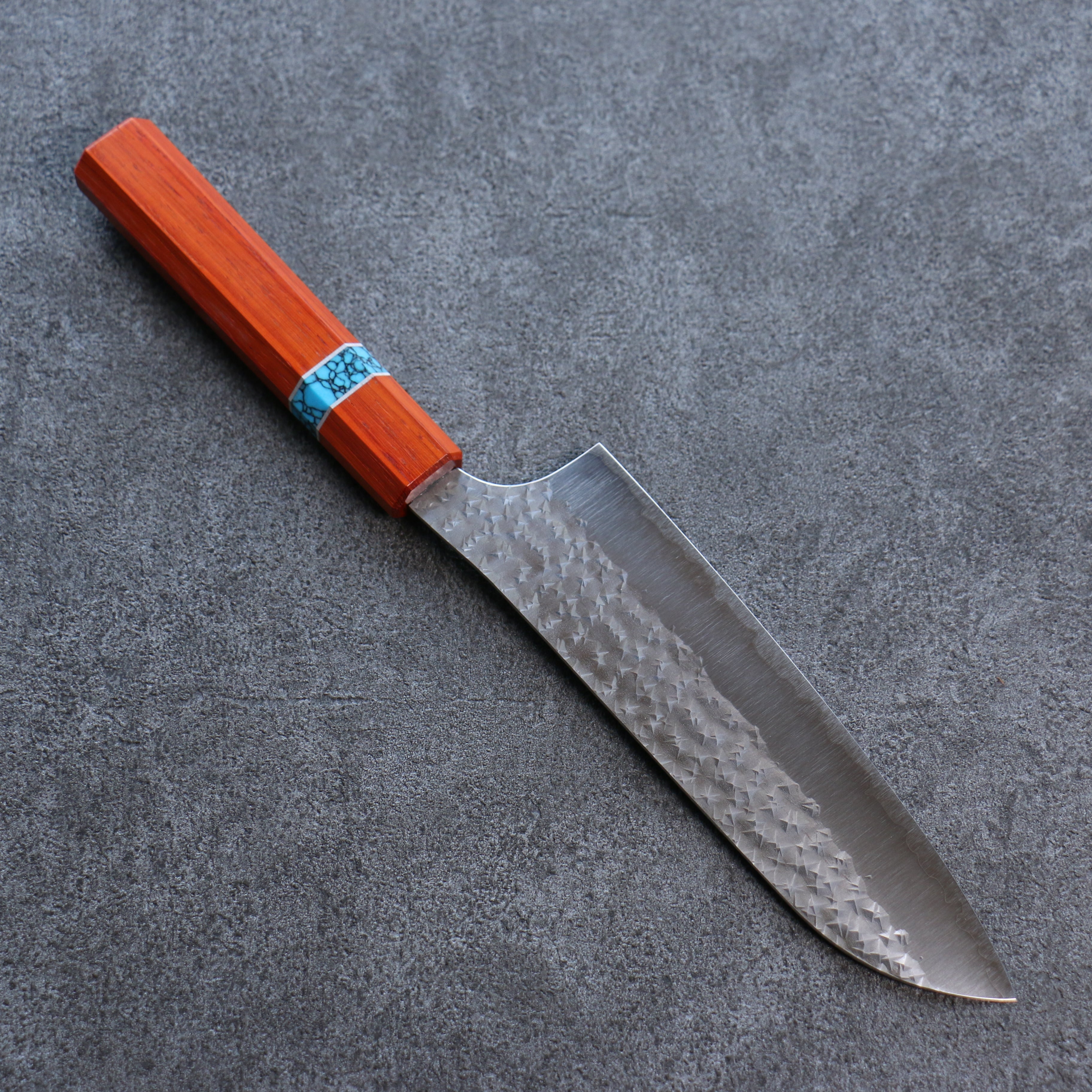 Yu Kurosaki Senko Ei SG2 Hammered Santoku 165mm Padoauk(Turquoise Ring) Handle - Seisuke Knife