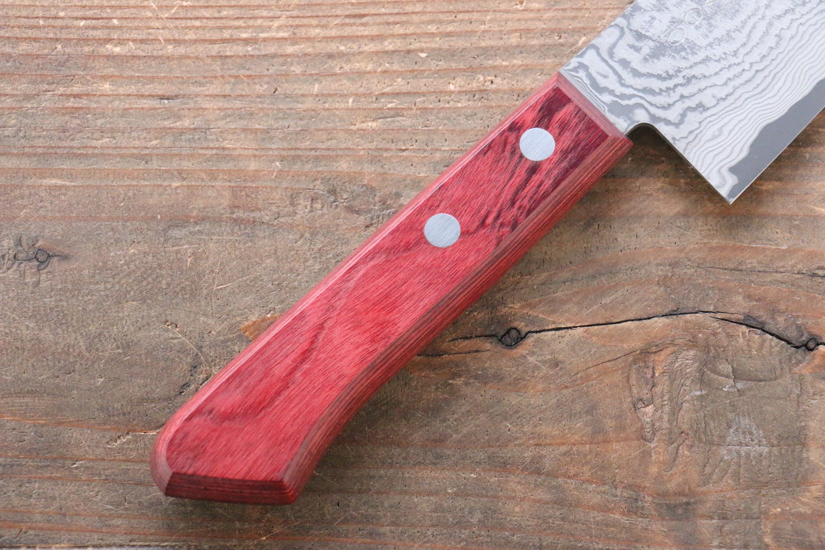 Nao Yamamoto VG10 Black Damascus Gyuto 180mm with Red Pakkawood Handle - Seisuke Knife