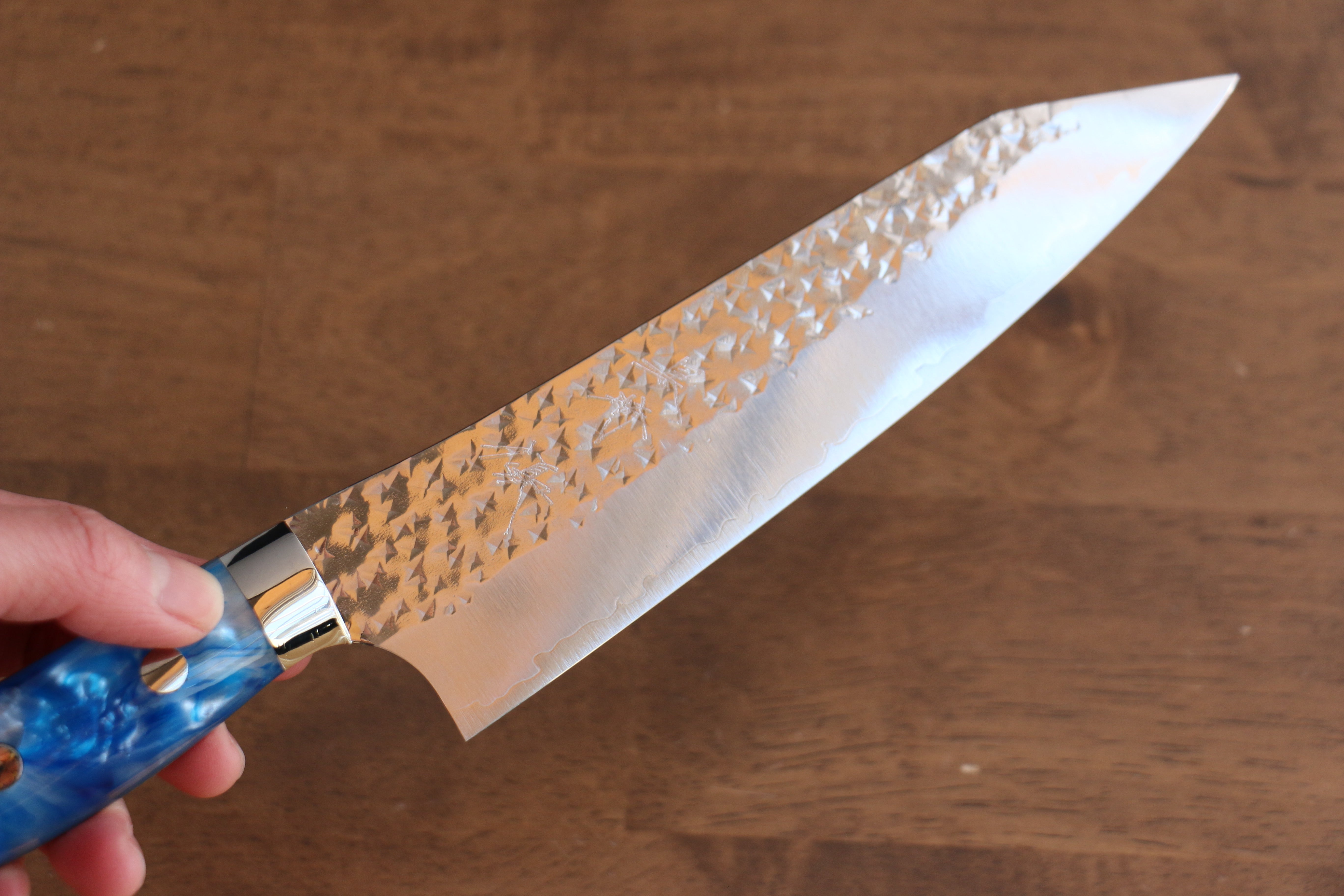 Yu Kurosaki Senko SG2 Hammered Gyuto 180mm Blue white Acrylic Handle - Seisuke Knife