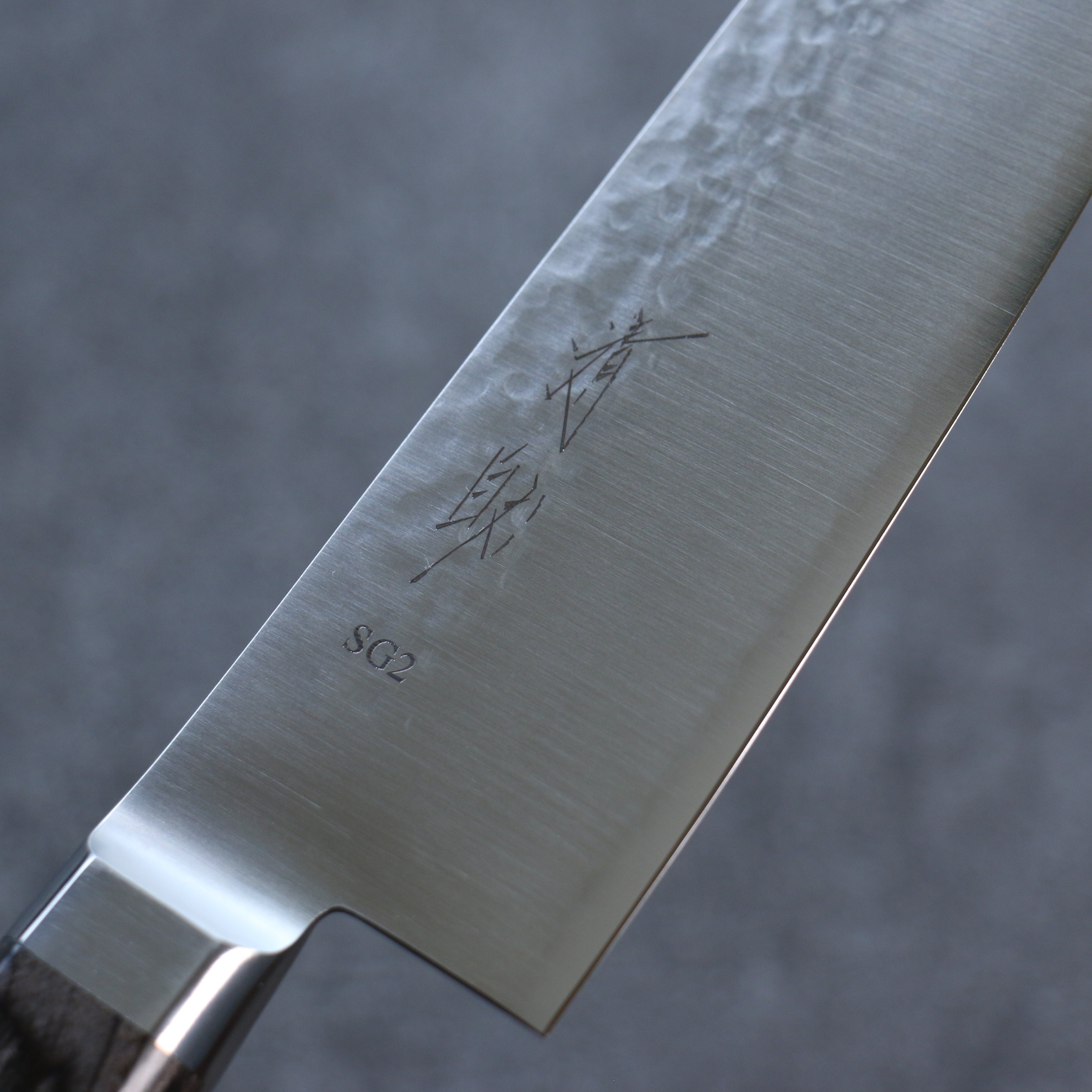Seisuke SG2 Hammered Gyuto 210mm Gray Pakka wood Handle - Seisuke Knife