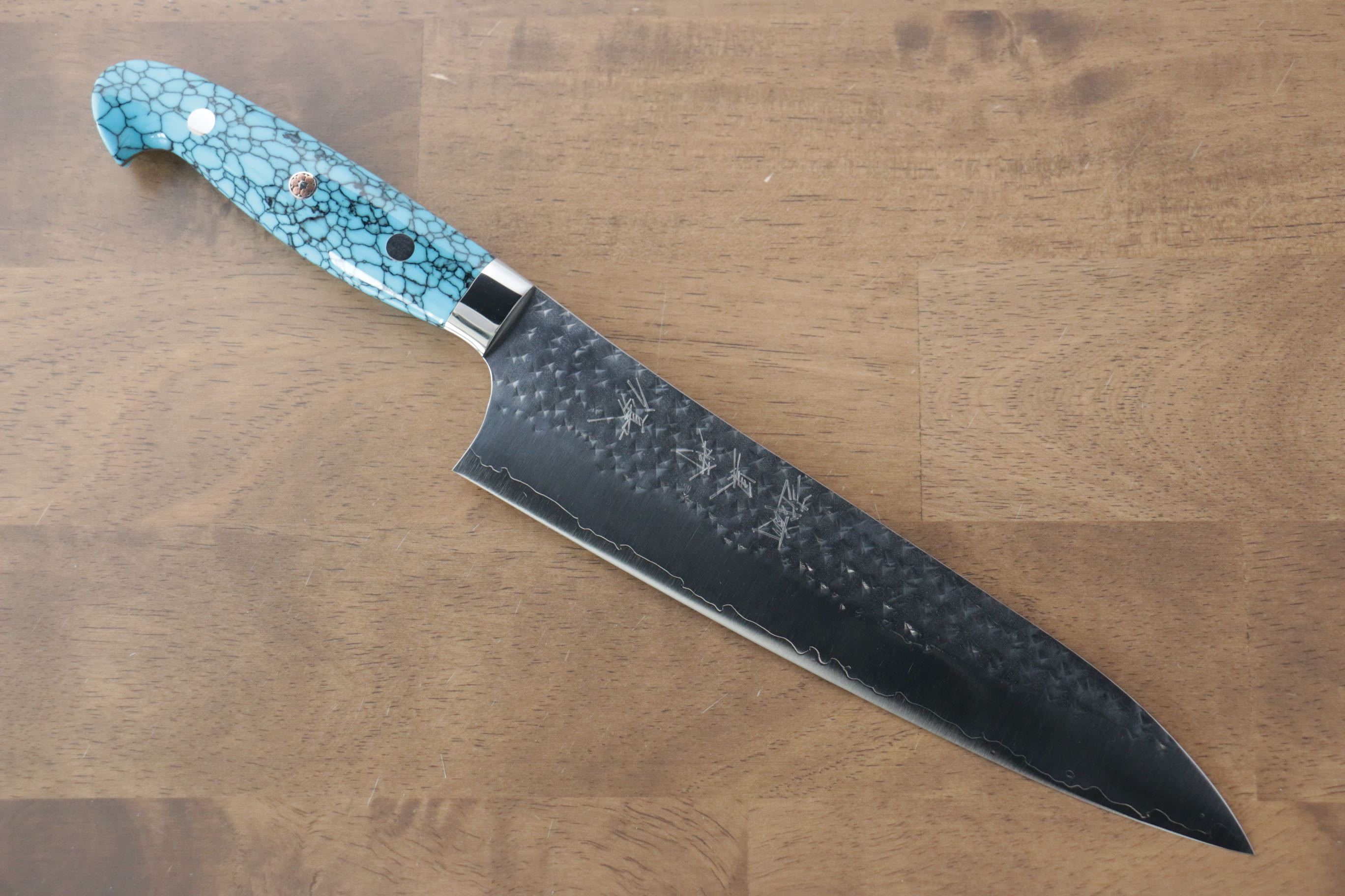 Yu Kurosaki Senko SG2 Hammered Gyuto 210mm with Turquoise Handle - Seisuke Knife