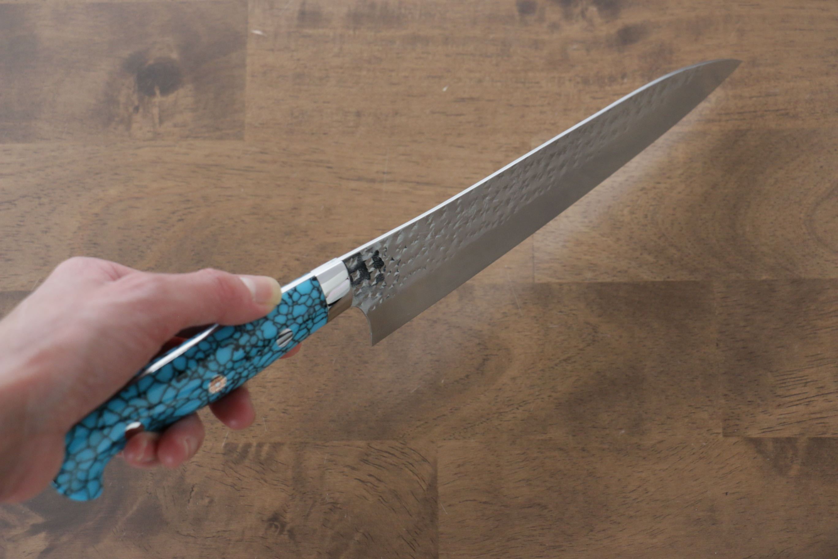Yu Kurosaki Senko SG2 Hammered Gyuto 210mm with Turquoise Handle - Seisuke Knife