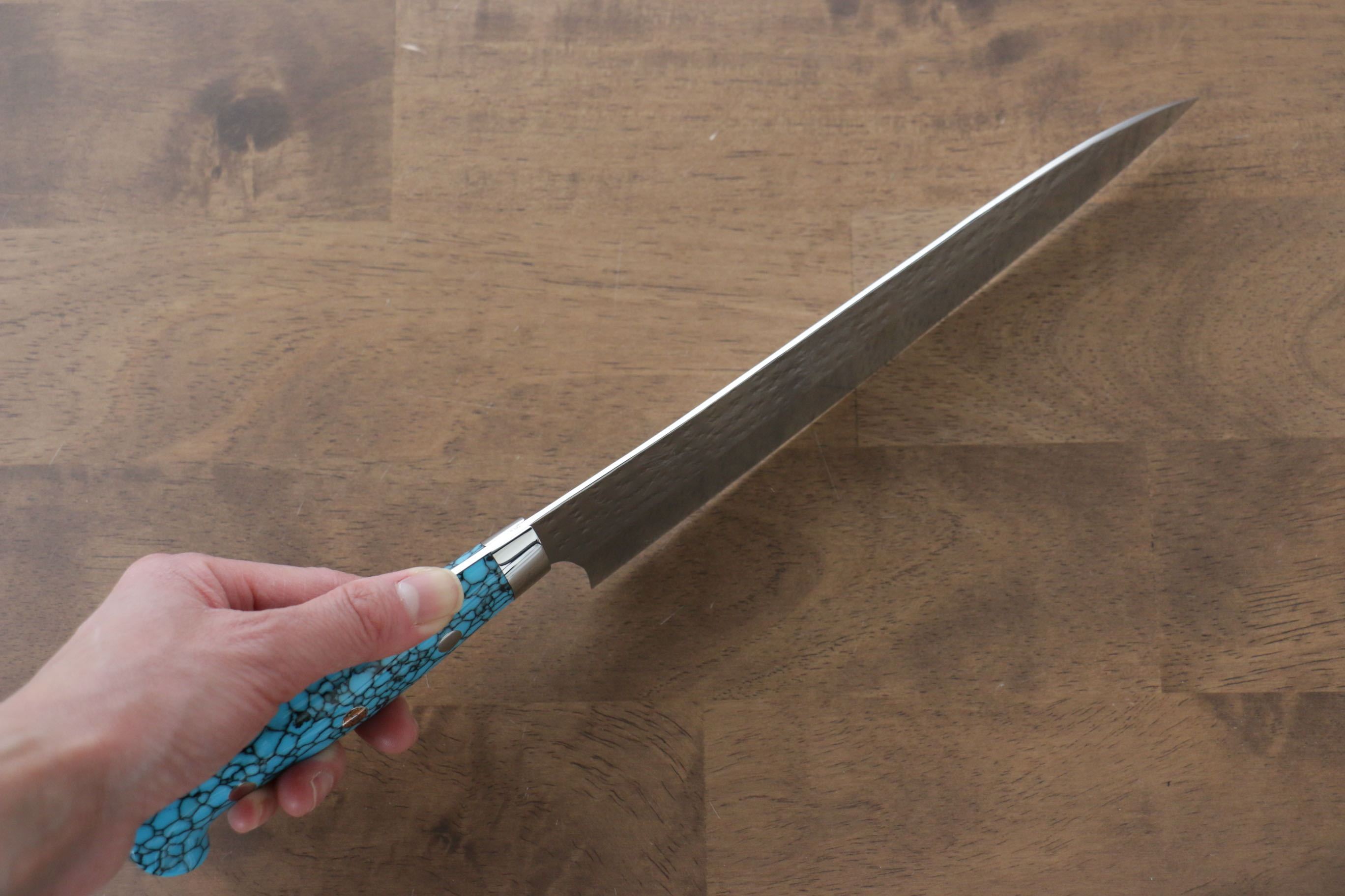 Yu Kurosaki Senko SG2 Hammered Gyuto 210mm with Turquoise Handle - Seisuke Knife