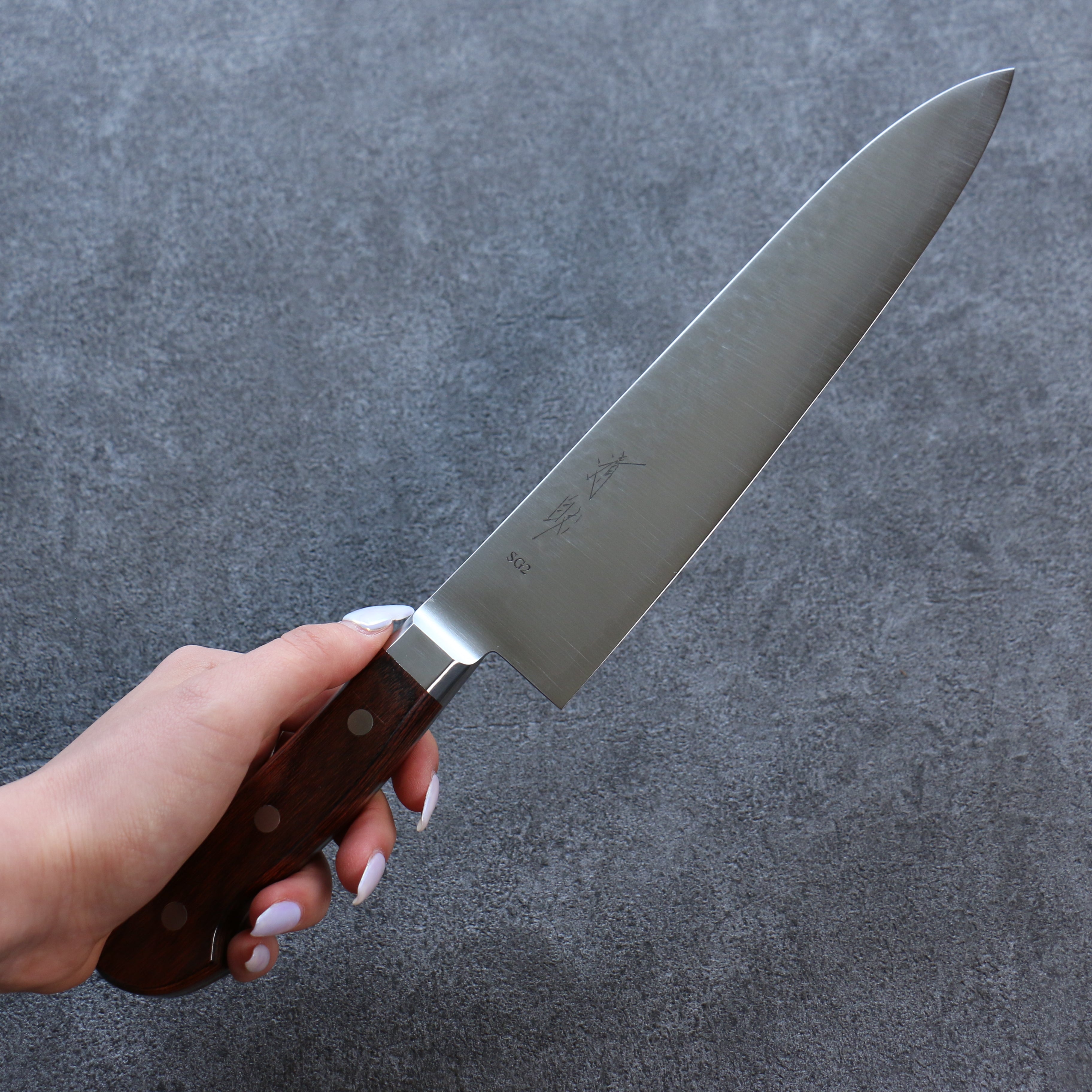 Seisuke SG2 Hammered Gyuto 210mm Mahogany Handle - Seisuke Knife