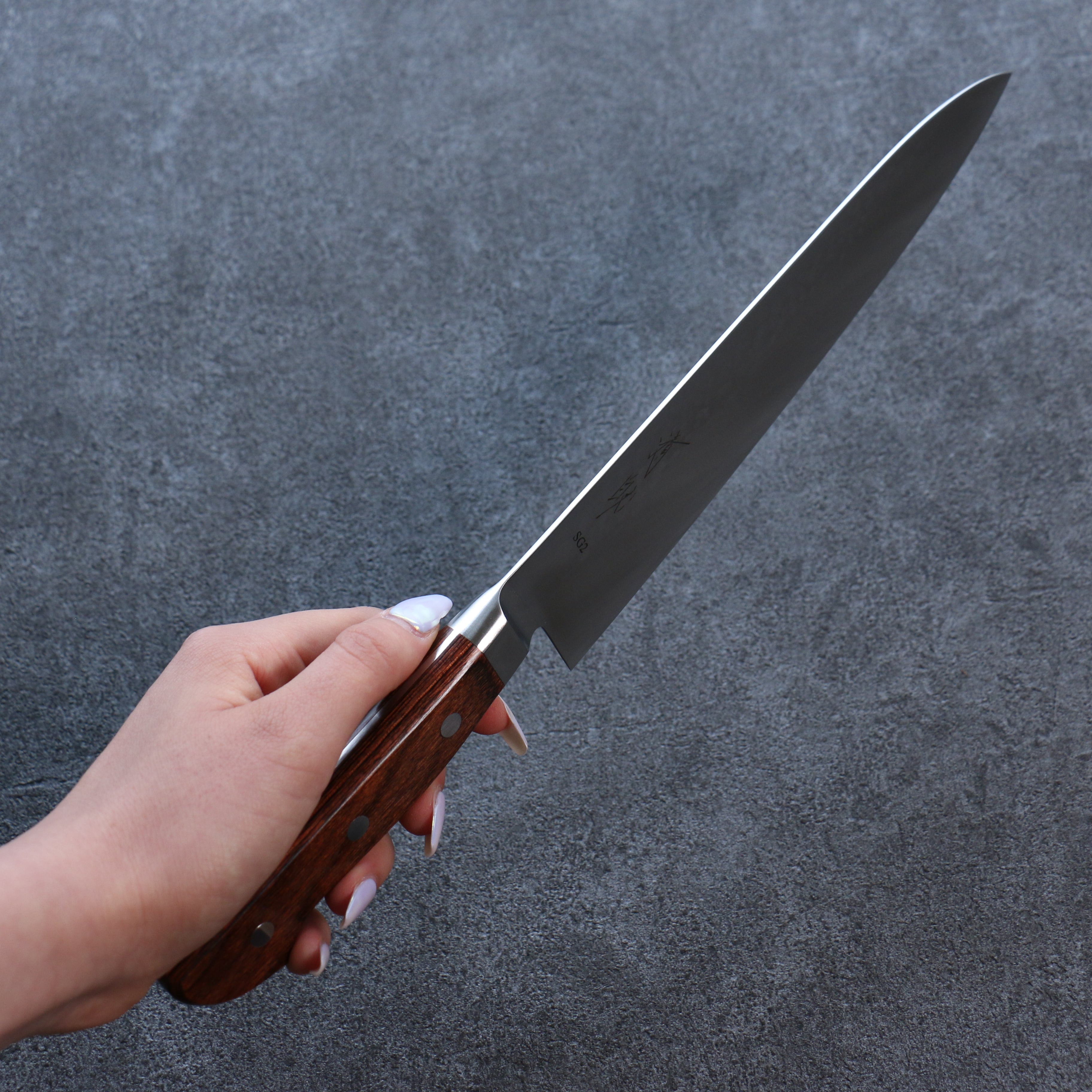 Seisuke SG2 Hammered Gyuto 210mm Mahogany Handle - Seisuke Knife