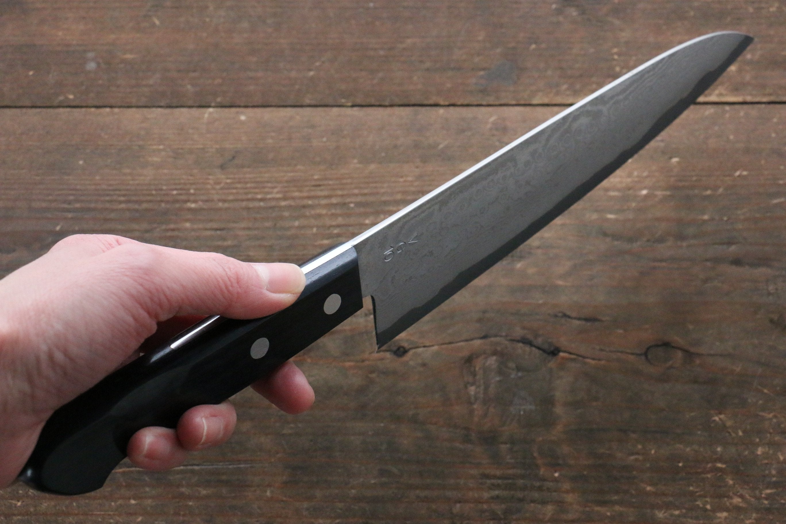 Nao Yamamoto VG10 Black Damascus Gyuto 200mm with Black Pakka wood Handle - Seisuke Knife