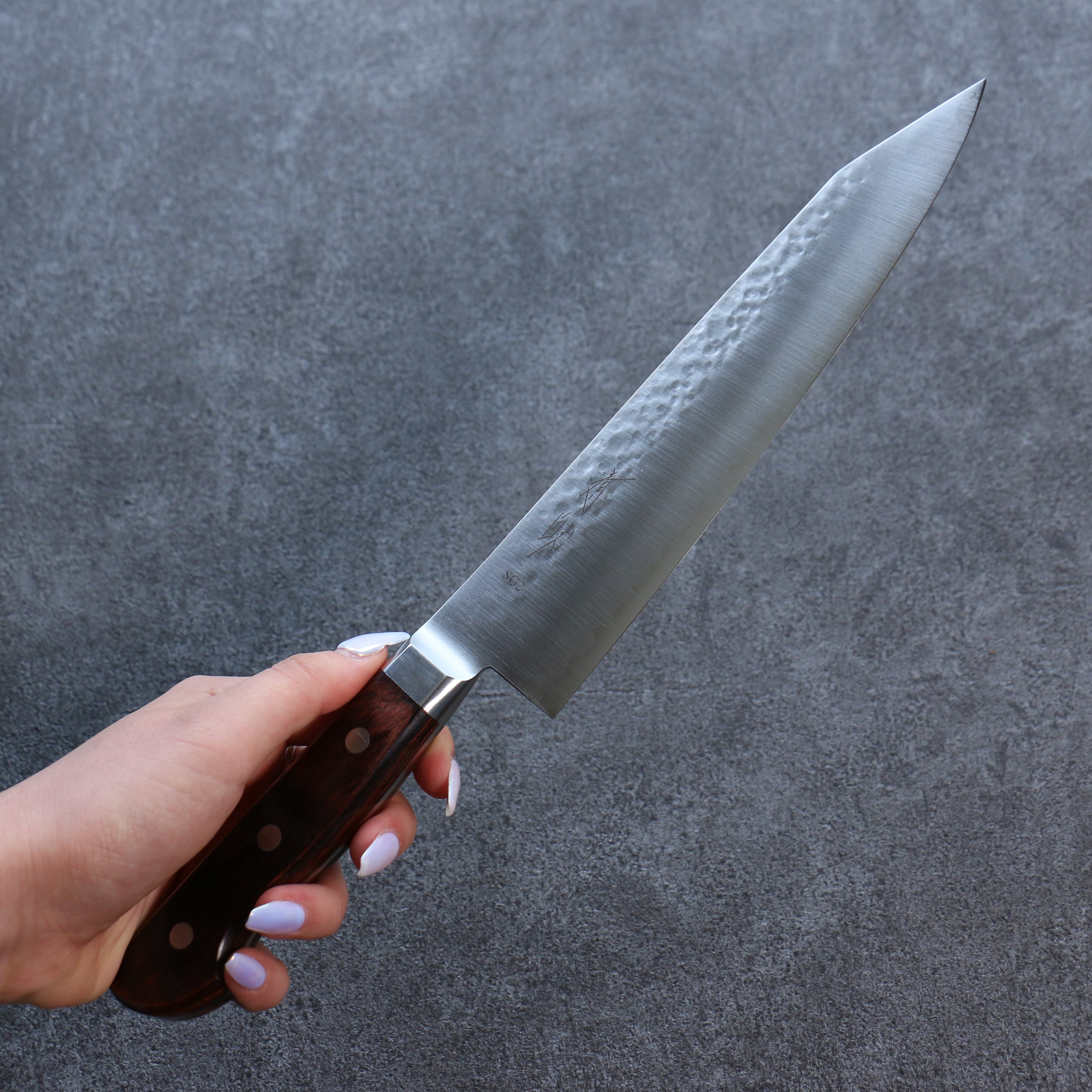 Seisuke SG2 Hammered Kiritsuke Gyuto 210mm Mahogany Handle - Seisuke Knife