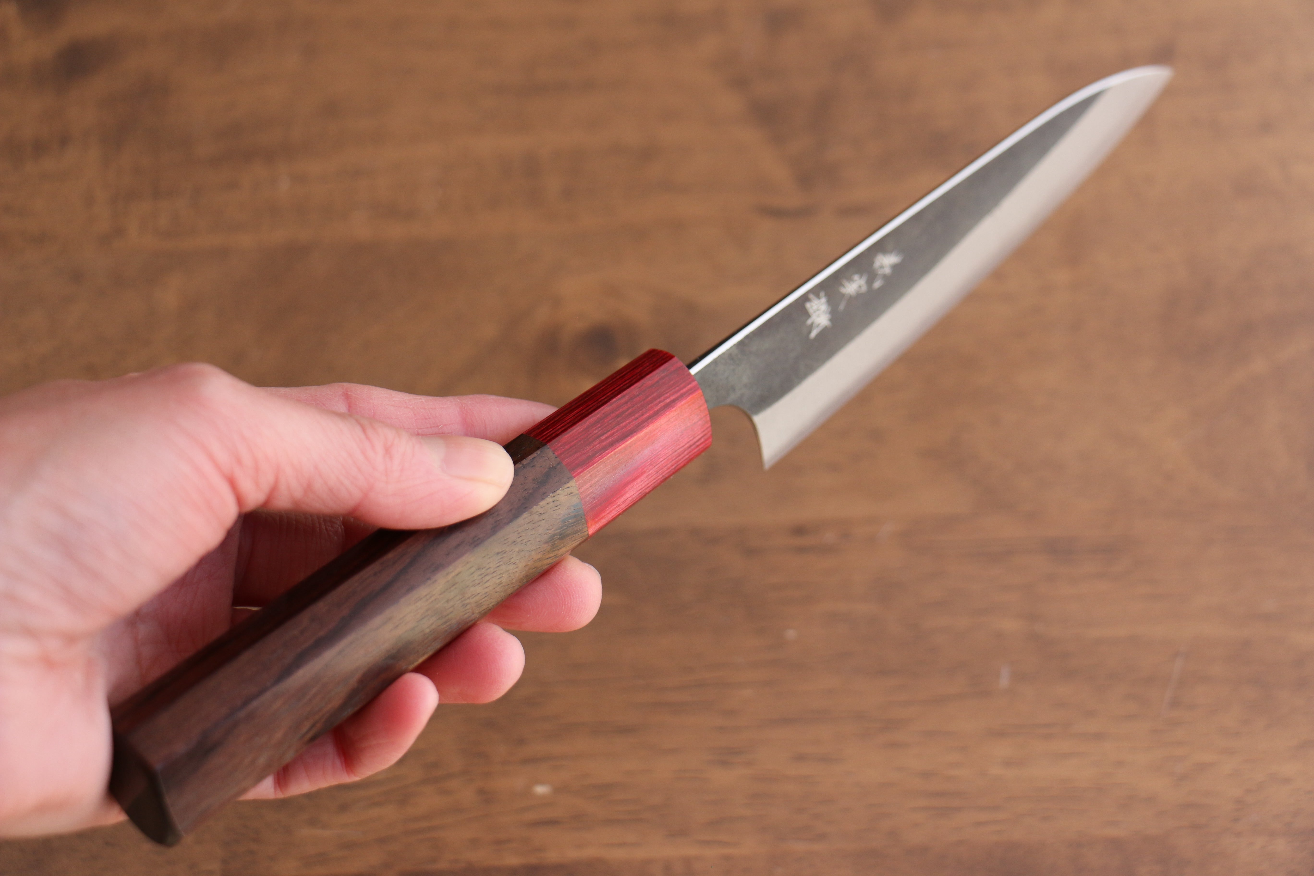 Yoshimi Kato Blue Super Kurouchi Petty-Utility 120mm Shitan Handle - Seisuke Knife