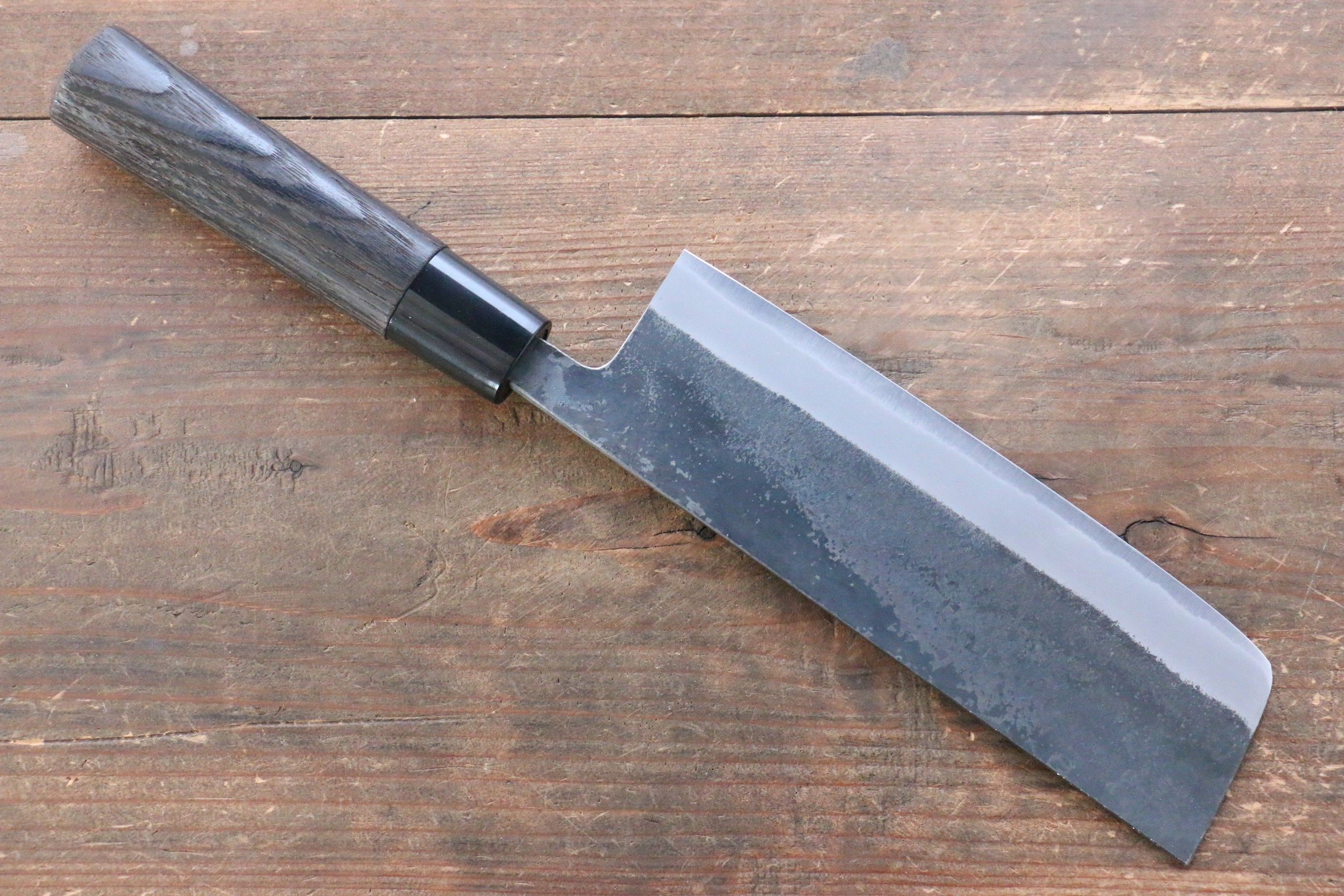 Seisuke White Steel Kurouchi Nakiri 165mm Burnt Chestnut Handle - Seisuke Knife
