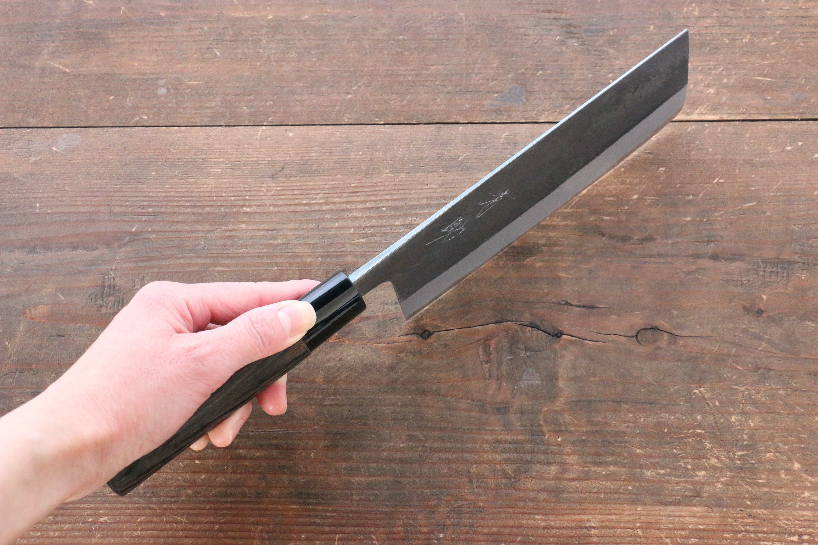 Seisuke White Steel Kurouchi Nakiri 165mm Burnt Chestnut Handle - Seisuke Knife