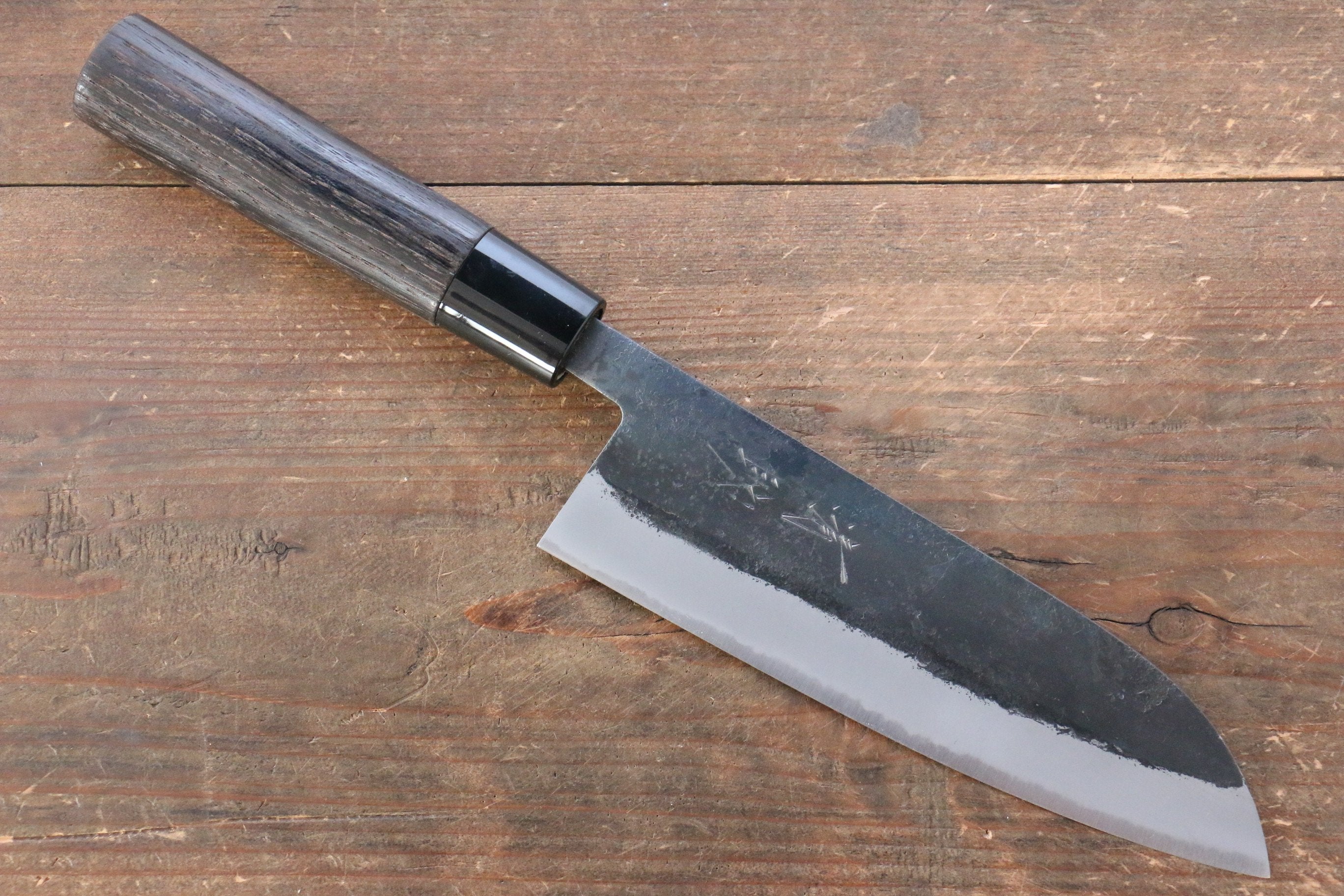 Seisuke White Steel Kurouchi Santoku 165mm Burnt Chestnut Handle - Seisuke Knife