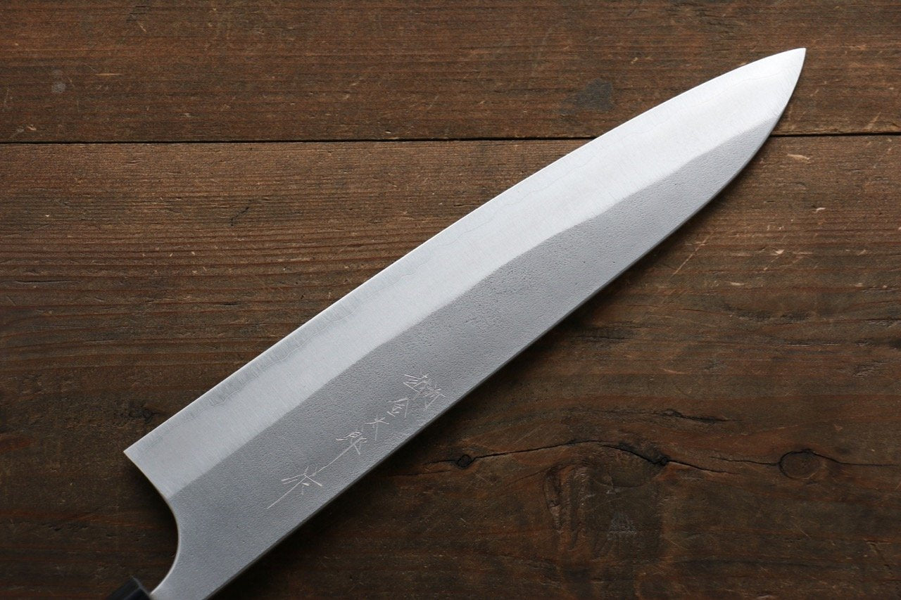 Yoshimi Kato Blue Super Clad Nashiji Gyuto Chef Knife 240mm with Black Honduras Rosewood Handle - Seisuke Knife