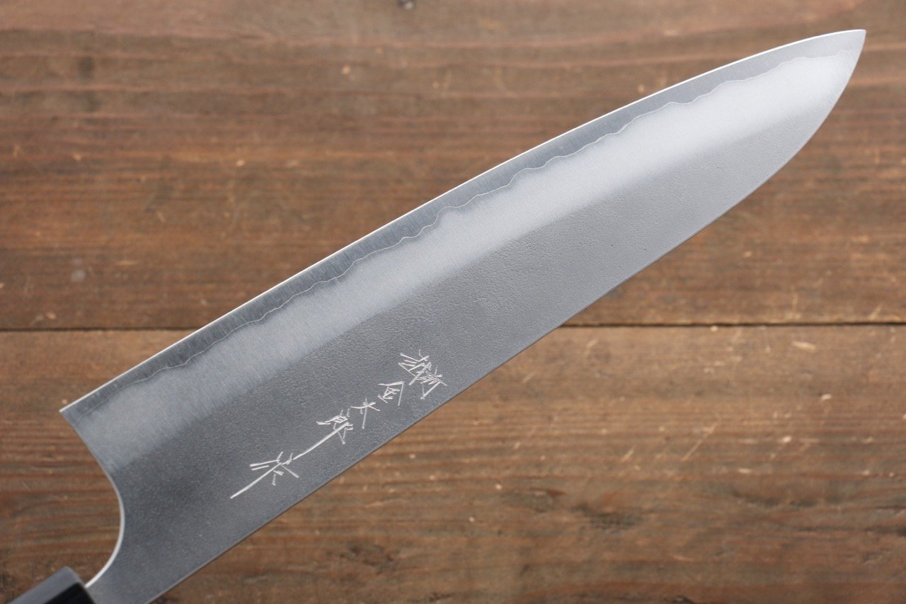 Yoshimi Kato Blue Super Clad Nashiji Gyuto Chef Knife 240mm with Black Honduras Rosewood Handle - Seisuke Knife