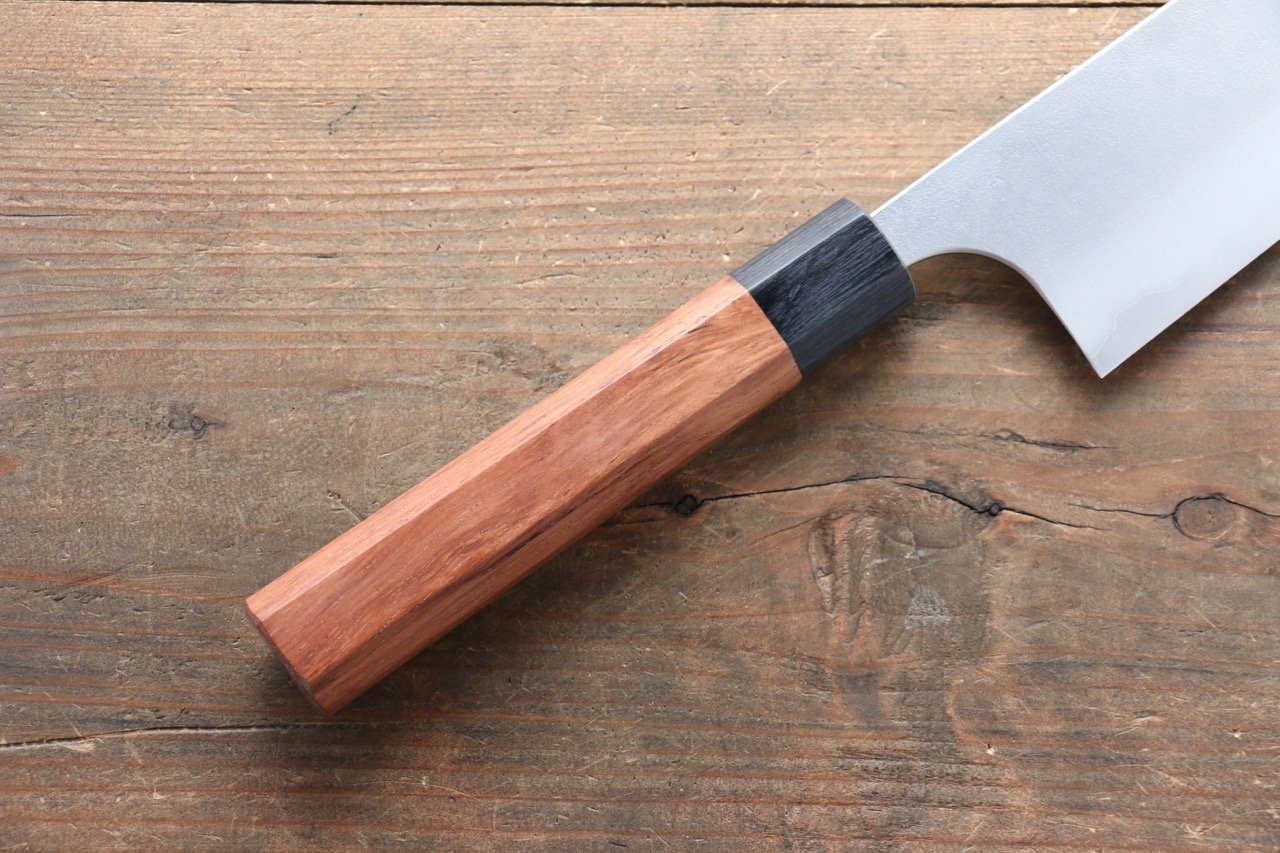 Yoshimi Kato Blue Super Clad Nashiji Gyuto Chef Knife 240mm with Black Honduras Rosewood Handle - Seisuke Knife