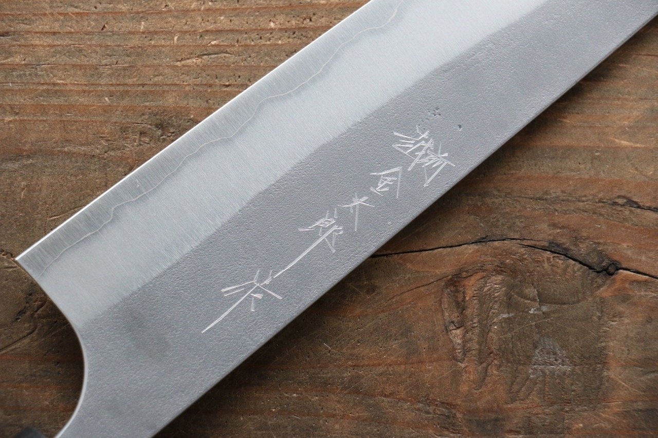 Yoshimi Kato Blue Super Clad Nashiji Gyuto Chef Knife 210mm with Black Honduras Rosewood Handle - Seisuke Knife
