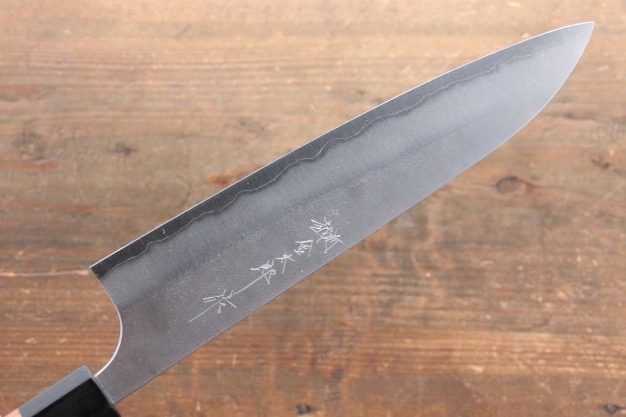 Yoshimi Kato Blue Super Clad Nashiji Gyuto Chef Knife 210mm with Black Honduras Rosewood Handle - Seisuke Knife