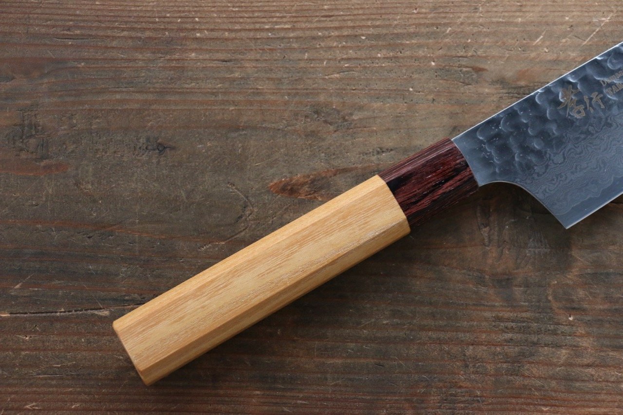 Sakai Takayuki VG10 33 Layer Damascus Kengata Santoku Knife 160mm with Keyaki Handle (Japanese Elm) - Seisuke Knife