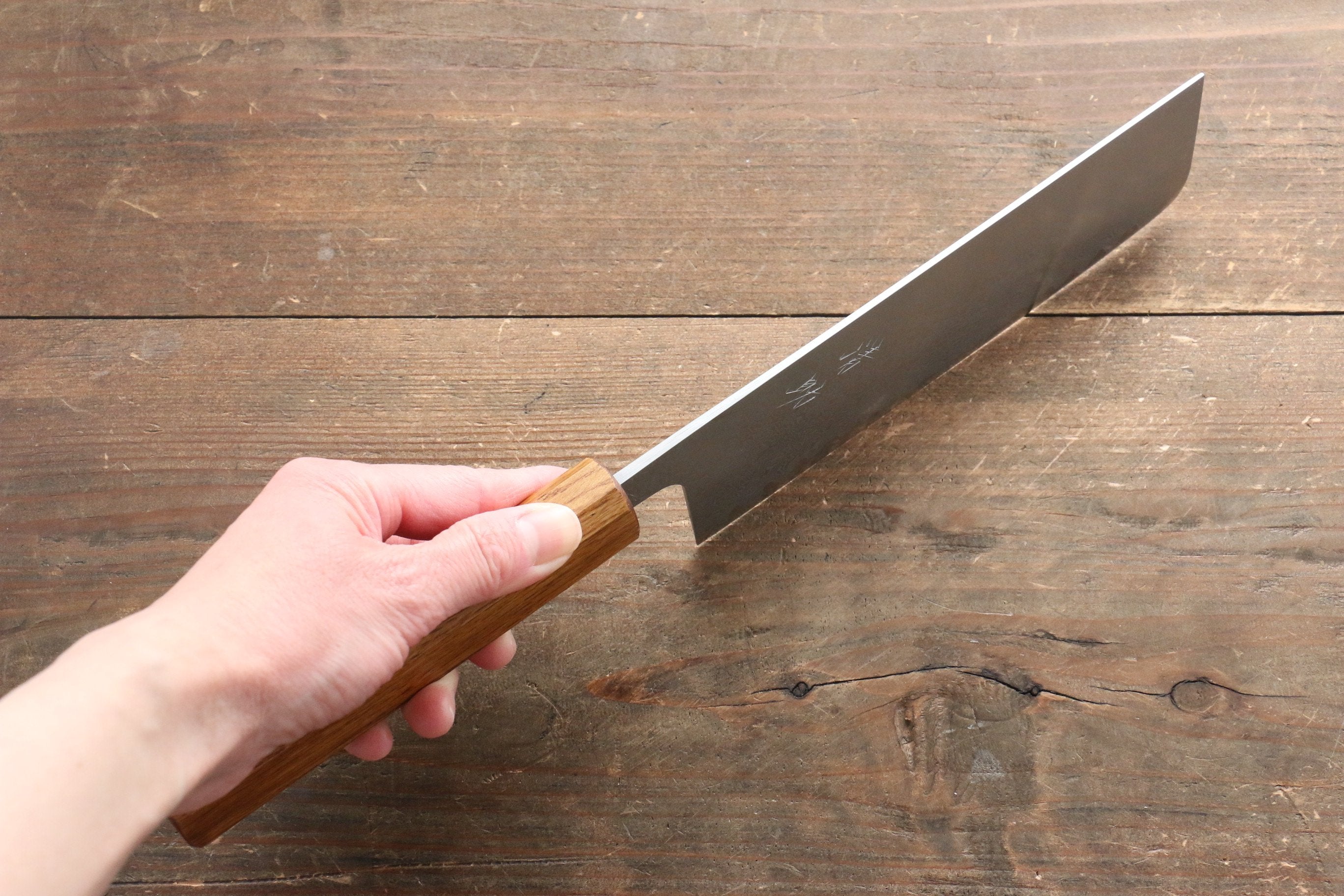 Seisuke SLD 49 Layer Damascus Nakiri 165mm Oak Handle - Seisuke Knife