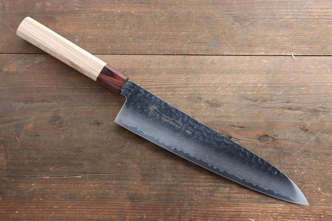 Sakai Takayuki VG10 33 Layer Damascus Gyuto Chef Knife 240mm with Keyaki Handle (Japanese Elm) - Seisuke Knife