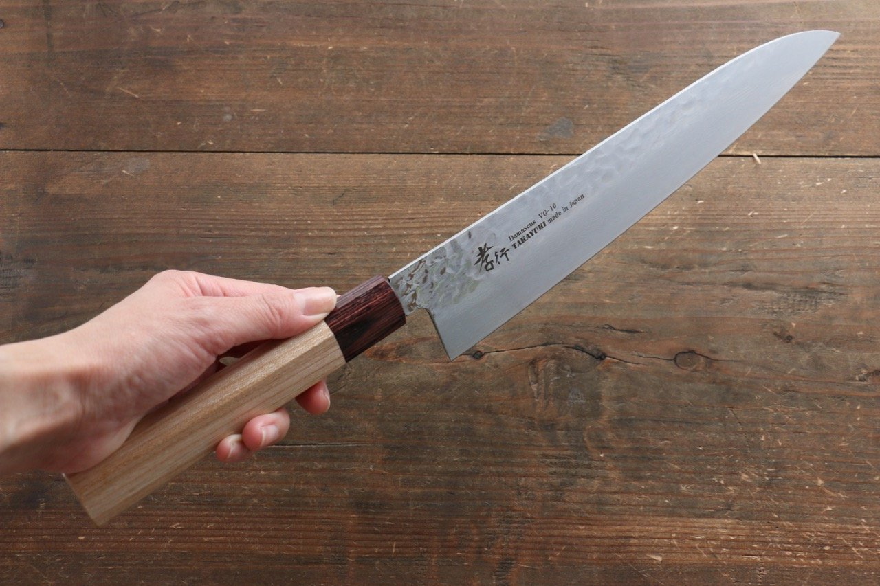 Sakai Takayuki VG10 33 Layer Damascus Gyuto Chef Knife 240mm with Keyaki Handle (Japanese Elm) - Seisuke Knife