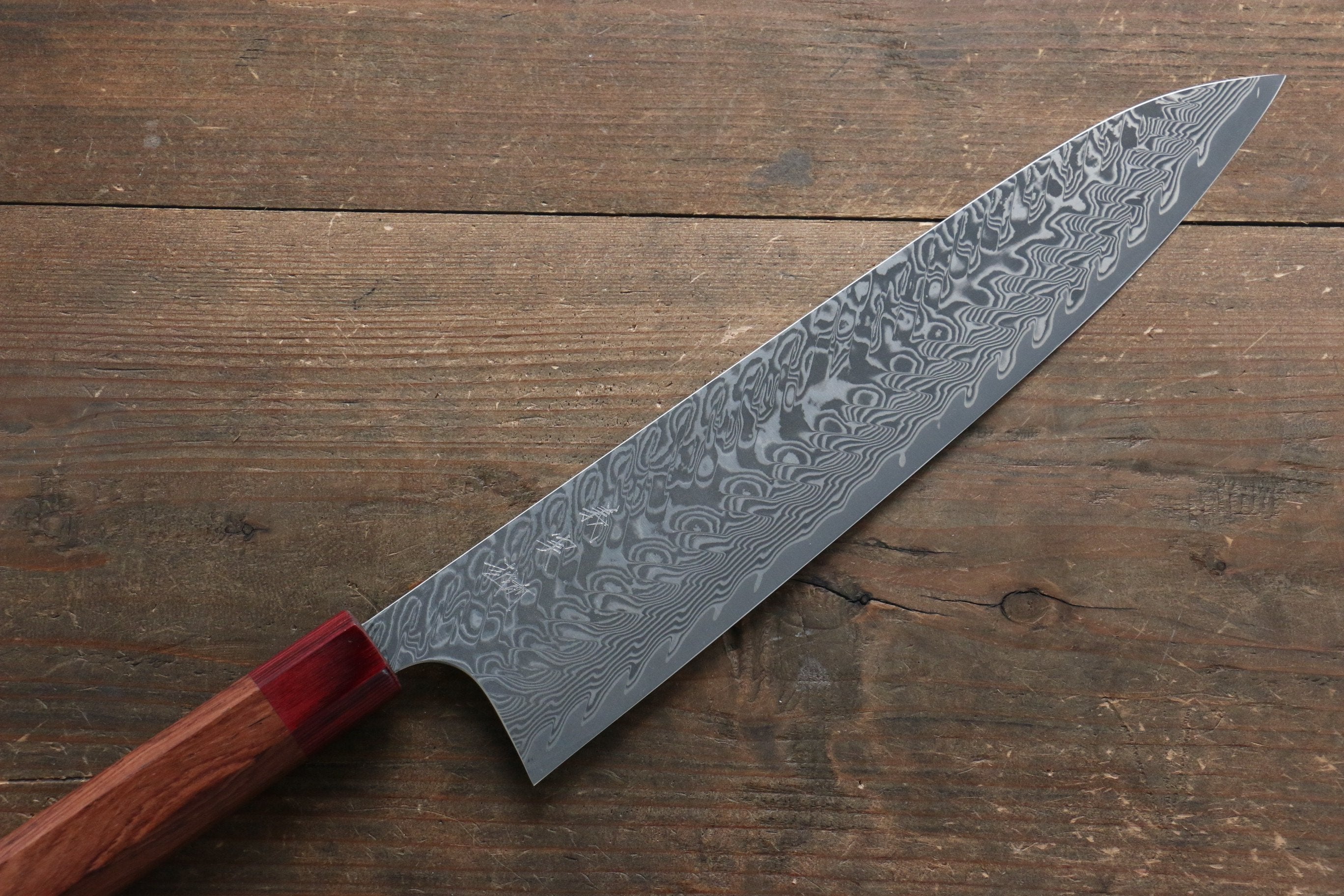 Yoshimi Kato SG2 Damascus Gyuto 270mm with Red Honduras Handle - Seisuke Knife