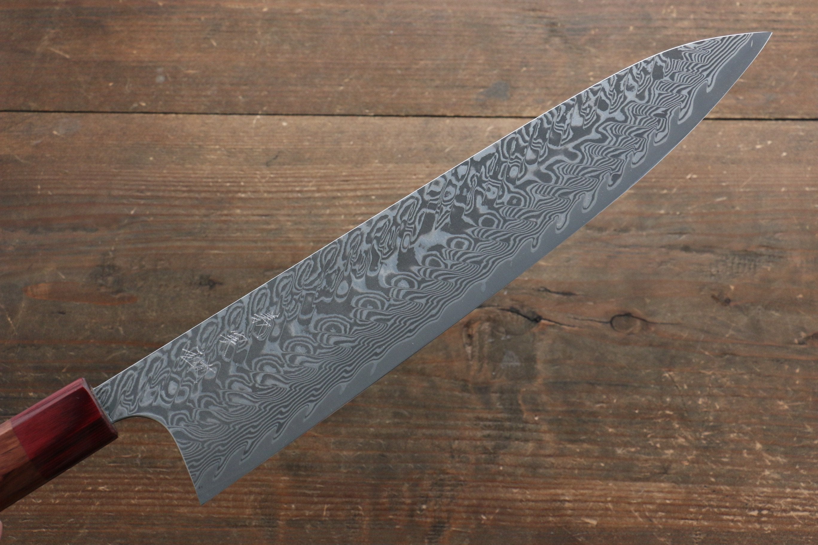 Yoshimi Kato SG2 Damascus Gyuto 270mm with Red Honduras Handle - Seisuke Knife