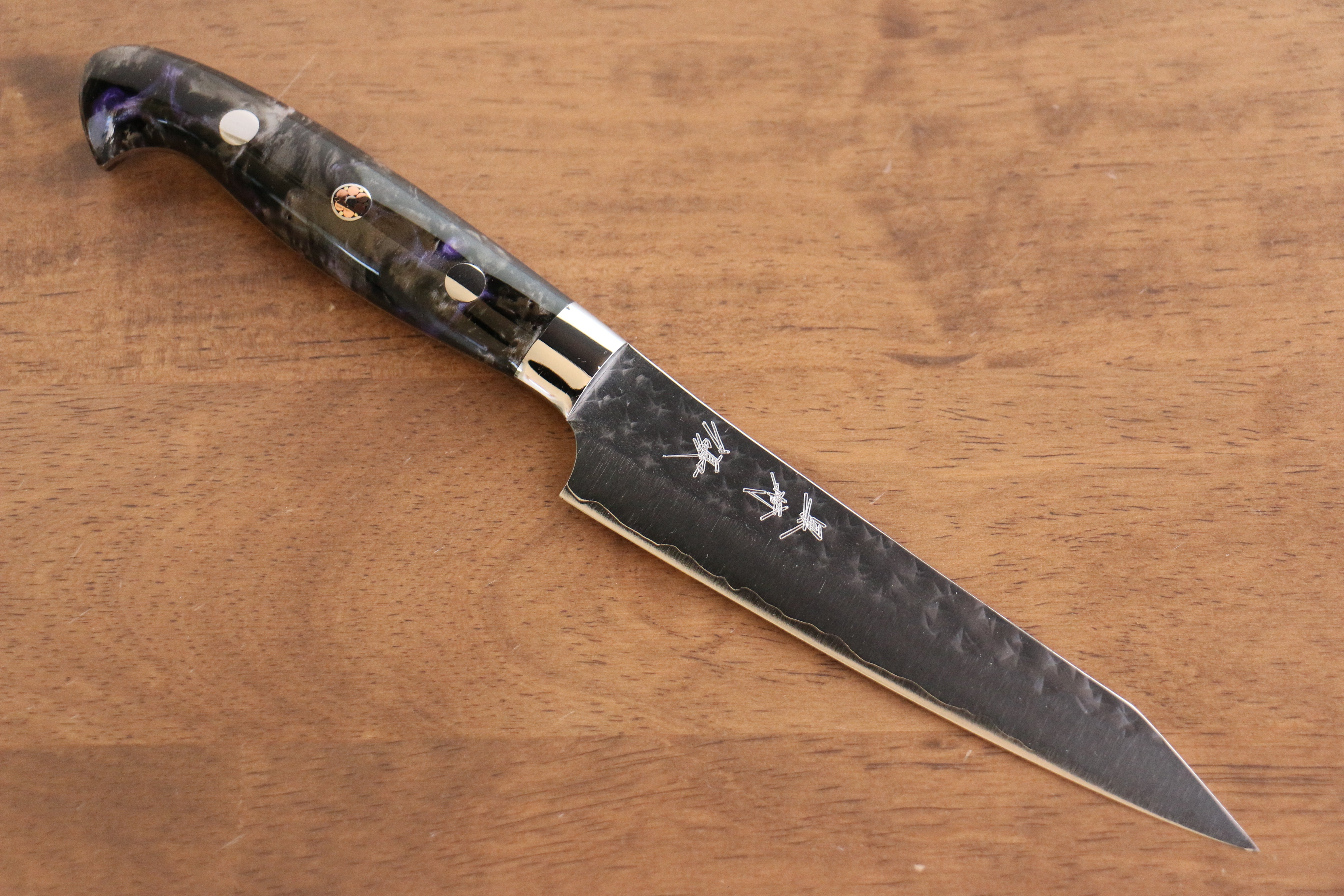 Yu Kurosaki Senko Ei SG2 Hammered Petty-Utility 130mm Black Acrylic Handle - Seisuke Knife