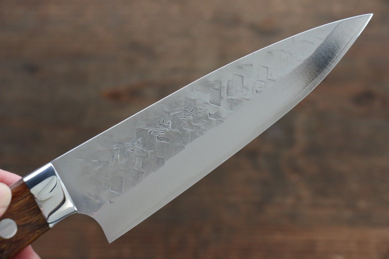 Takeshi Saji SRS13 Hammered Petty-Utility 130mm Ironwood Handle - Seisuke Knife
