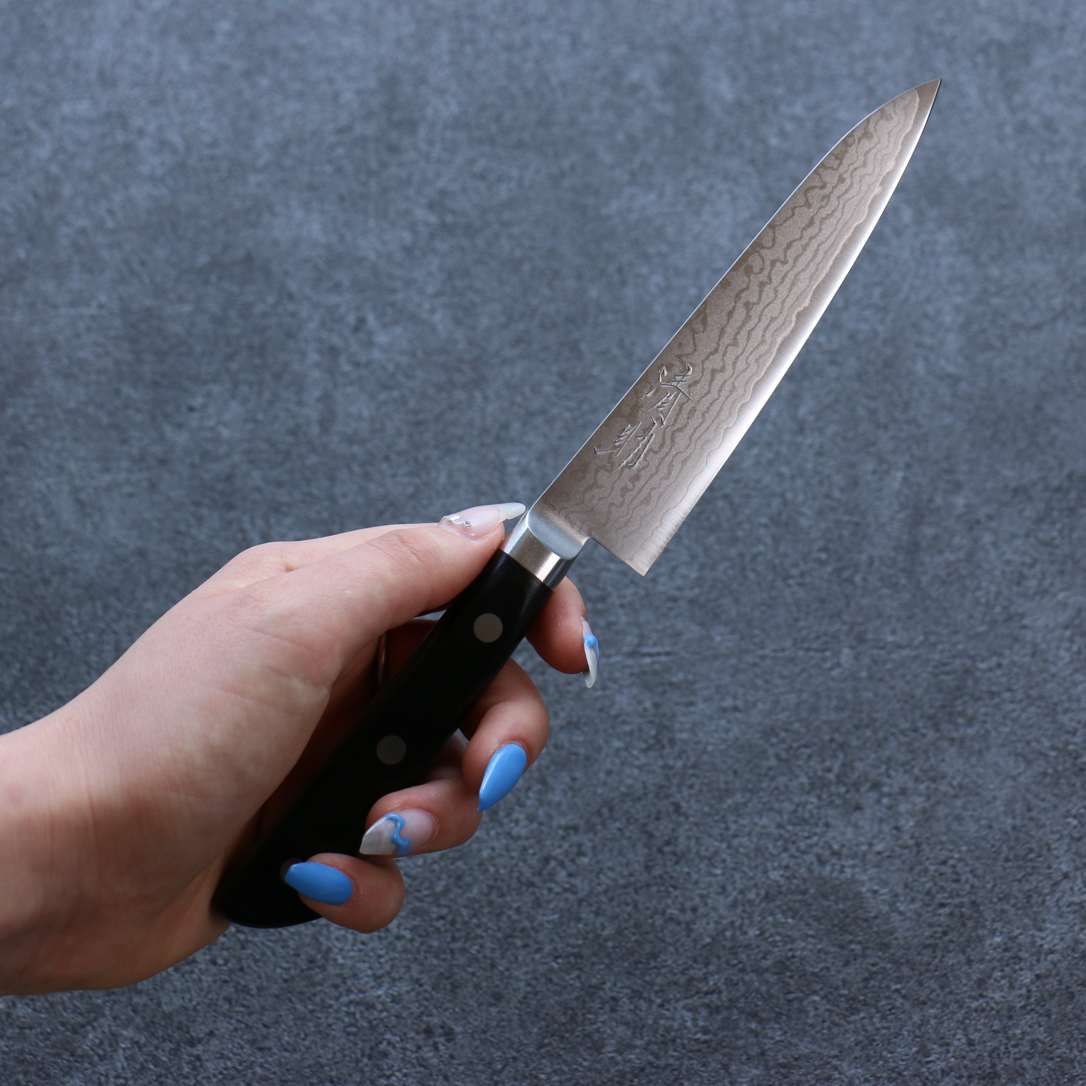 Seisuke VG10 Damascus Petty-Utility 120mm Black Pakka wood Handle - Seisuke Knife