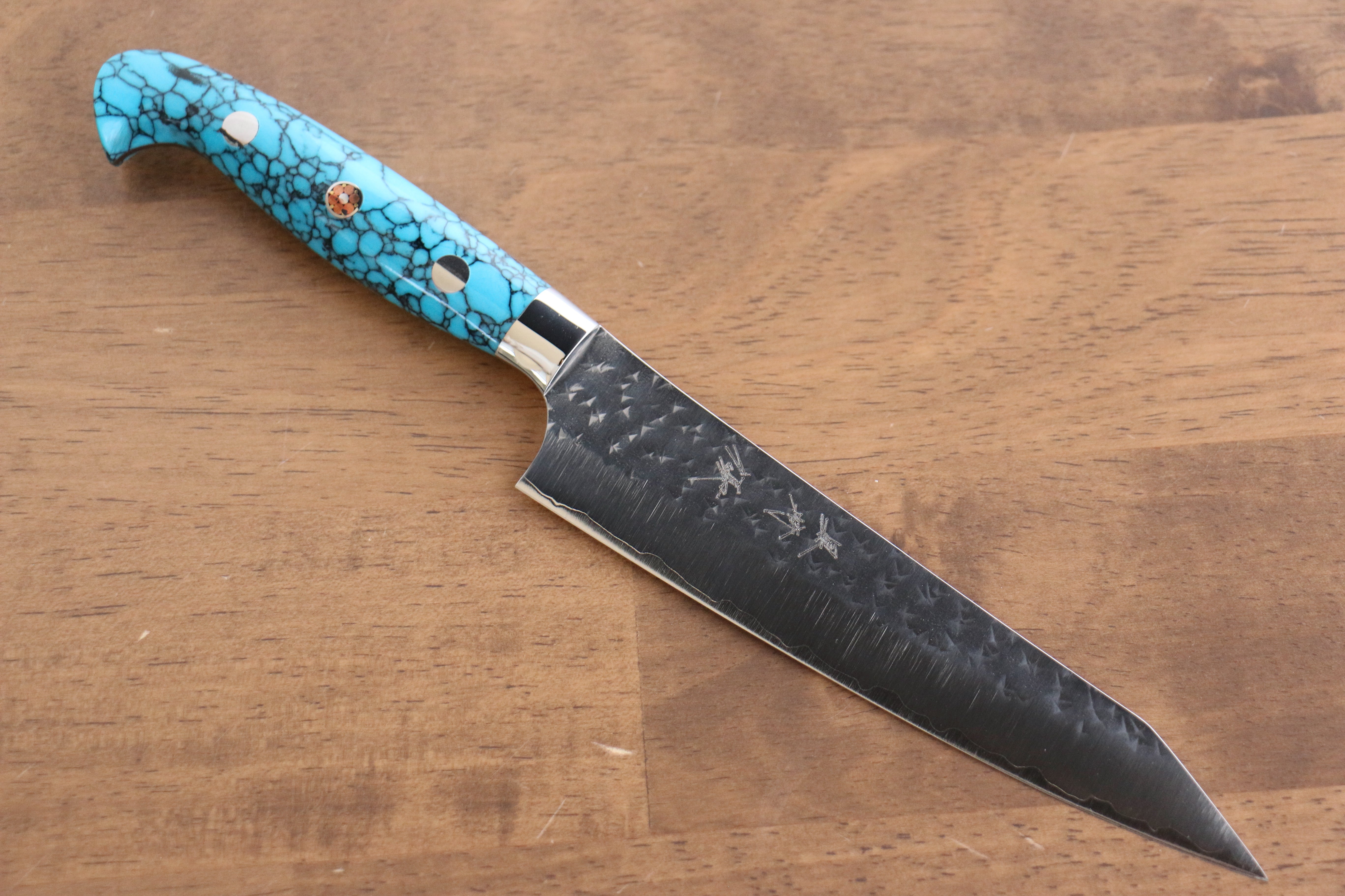 Yu Kurosaki Senko Ei SG2 Hammered Petty-Utility 150mm Turquoise Handle - Seisuke Knife