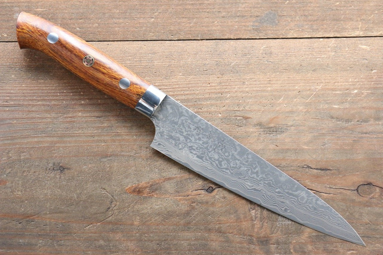 Takeshi Saji SG2 Black Damascus Petty-Utility 150mm Ironwood Handle - Seisuke Knife