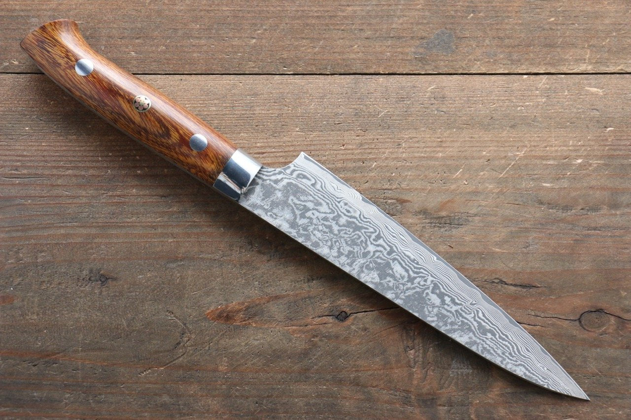 Takeshi Saji SG2 Black Damascus Petty-Utility 150mm Ironwood Handle - Seisuke Knife