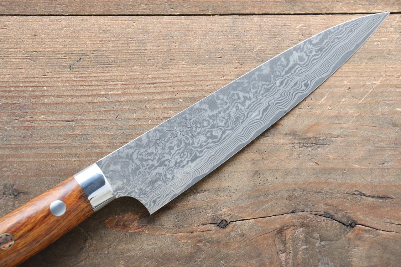 Takeshi Saji SG2 Black Damascus Petty-Utility 150mm Ironwood Handle - Seisuke Knife