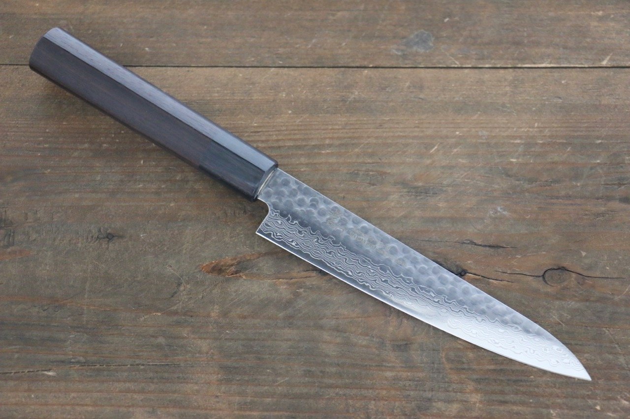 Sakai Takayuki AUS10 45 Layer Damascus Japanese Chef's Petty Knife 150mm with Shitan Handle - Seisuke Knife