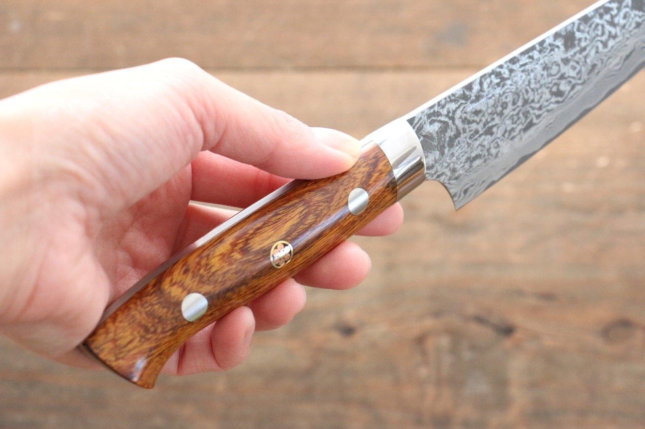 Takeshi Saji SG2 Black Damascus Petty-Utility 150mm Ironwood Handle - Seisuke Knife