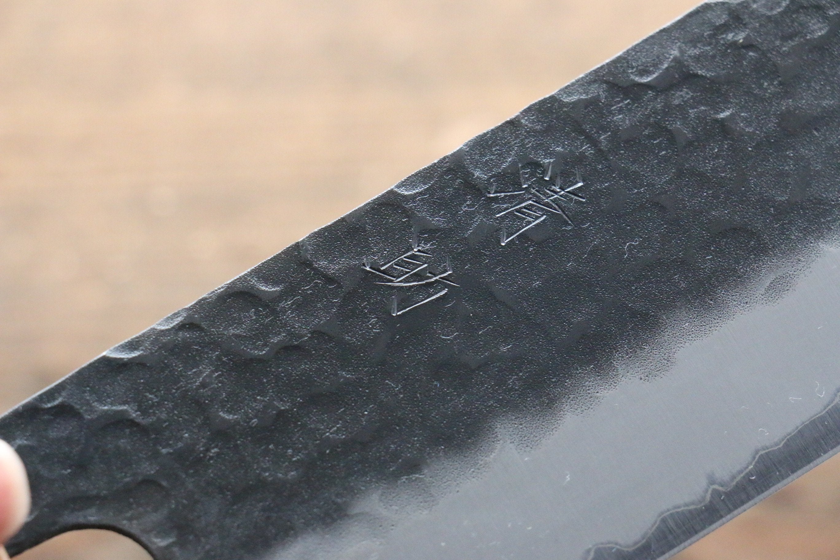 Seisuke Kokubyaku Blue Super Hammered Nakiri 165mm Morado Handle - Seisuke Knife